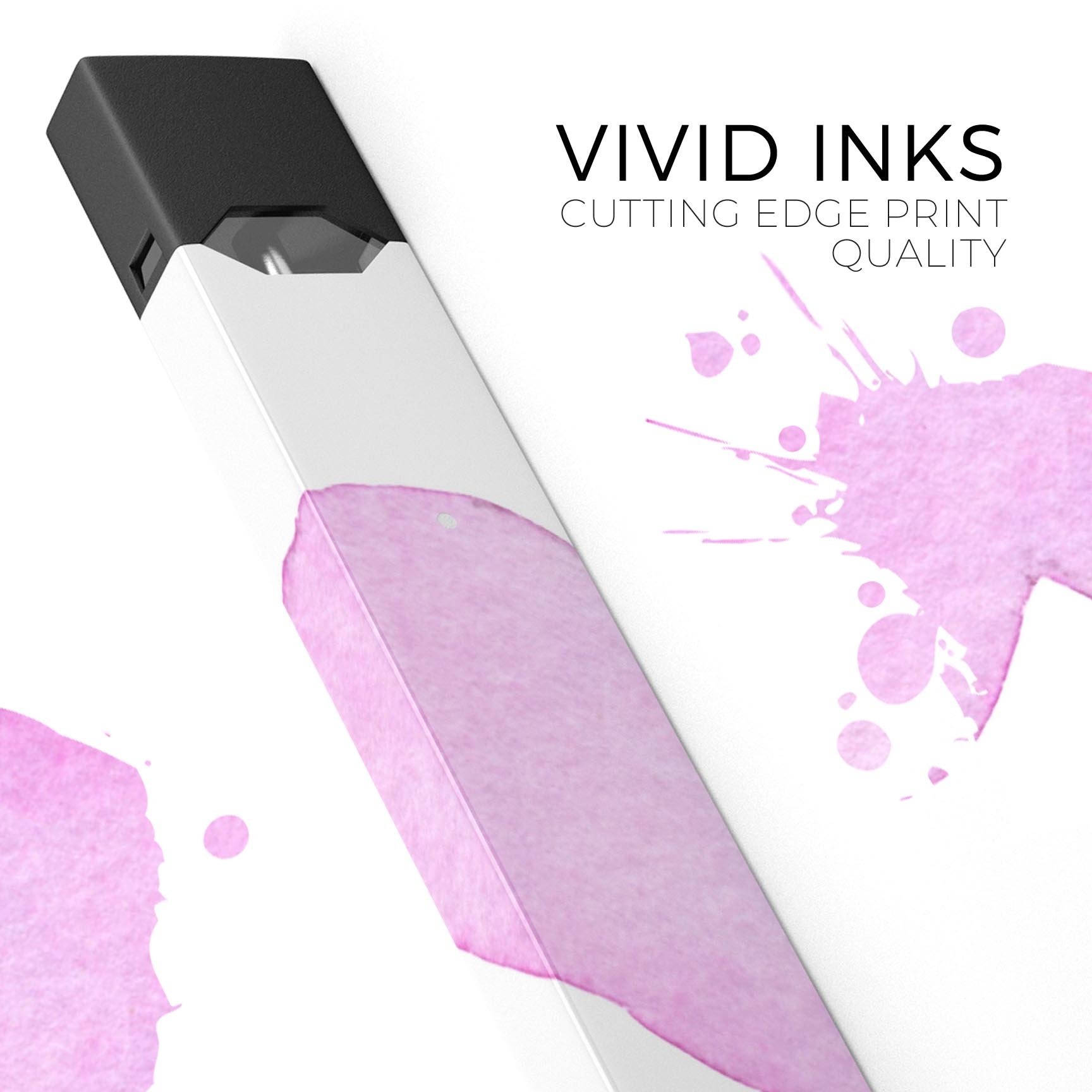 Pink Watercolor Heart decal skin wrap for JUUL vaping device, showcasing vibrant colors and a stylish design.