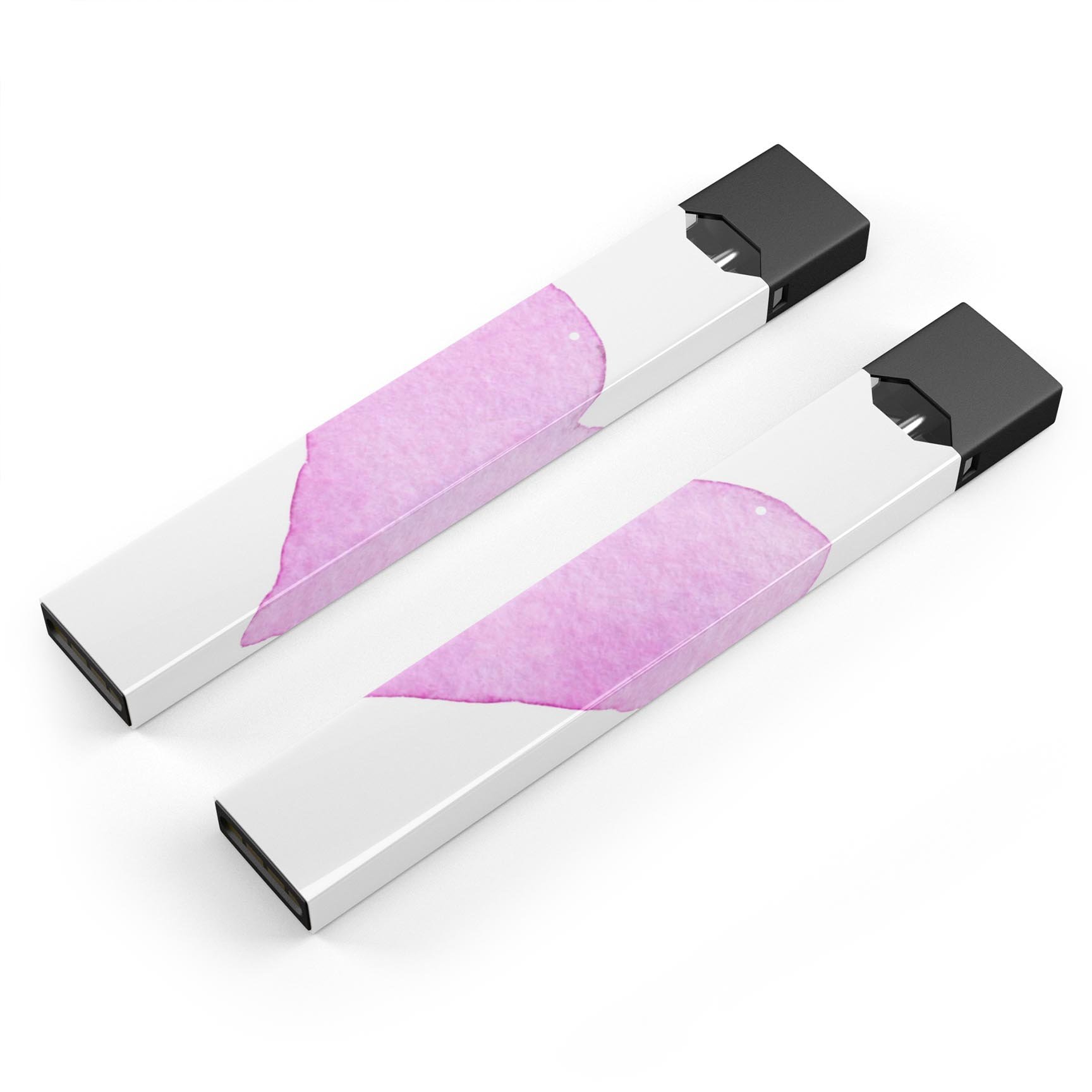 Pink Watercolor Heart decal skin wrap for JUUL vaping device, showcasing vibrant colors and a stylish design.