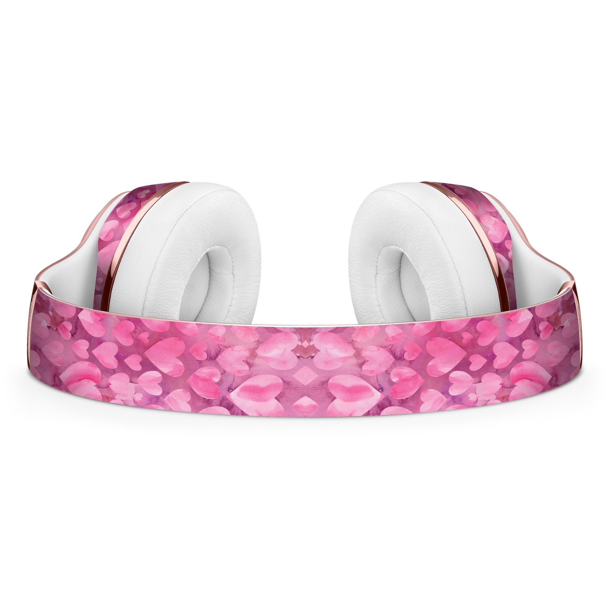 Pink Watercolor Hearts Full-Body Skin Kit for Beats by Dre Solo 3, showcasing vibrant colors and a stylish design.