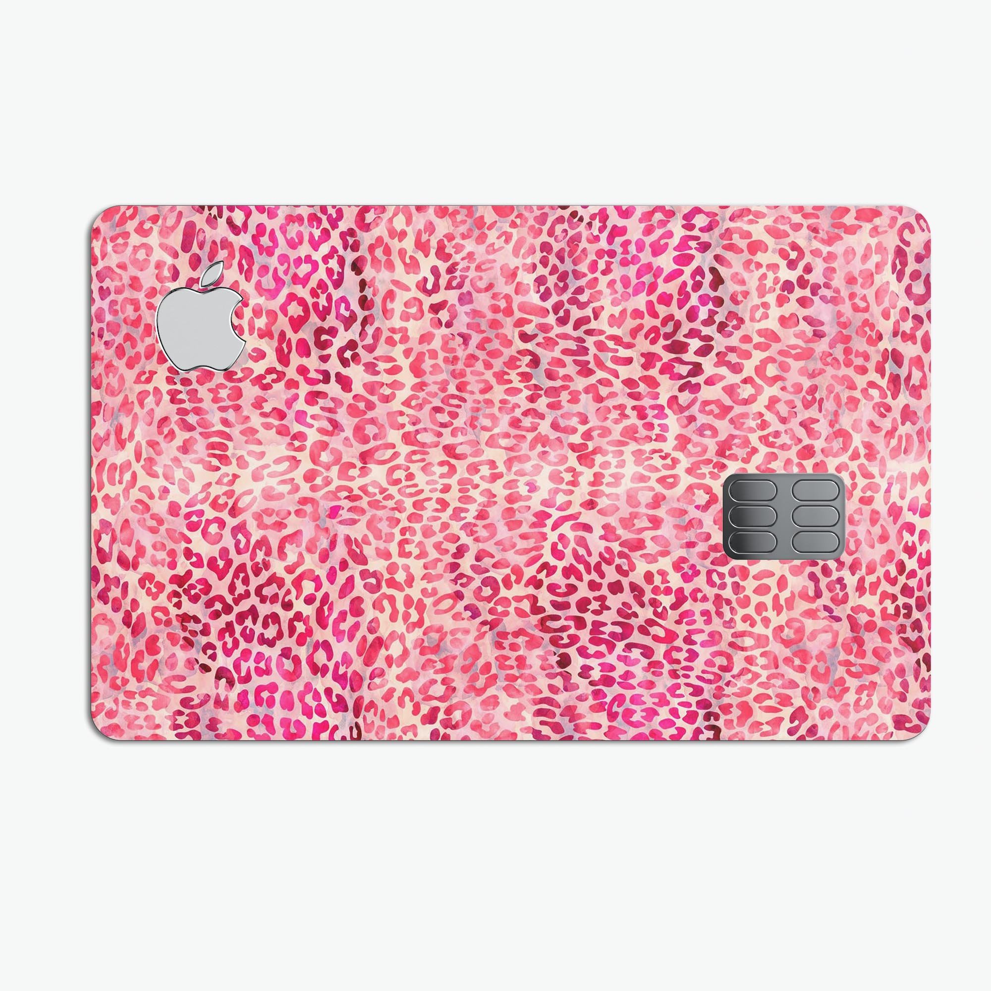 Pink Watercolor Leopard Pattern skin for Apple Card, showcasing vibrant colors and stylish design.
