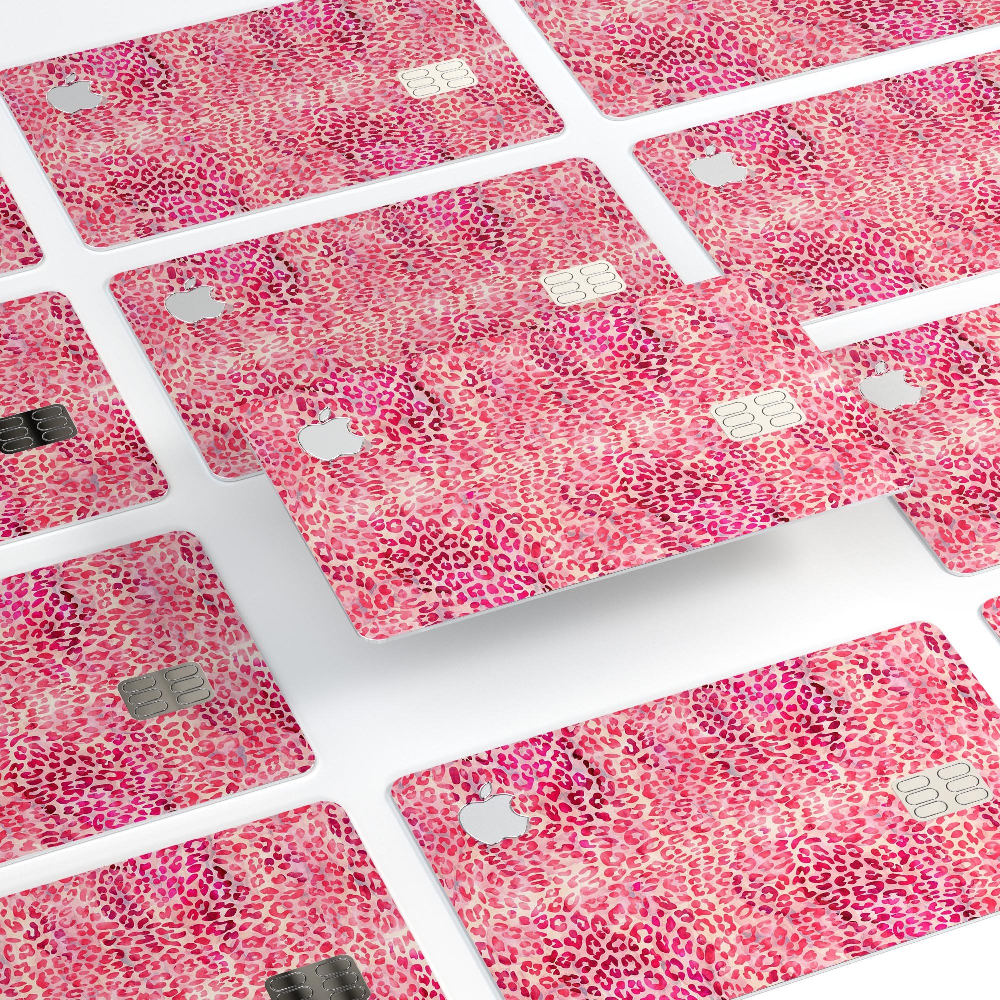Pink Watercolor Leopard Pattern skin for Apple Card, showcasing vibrant colors and stylish design.