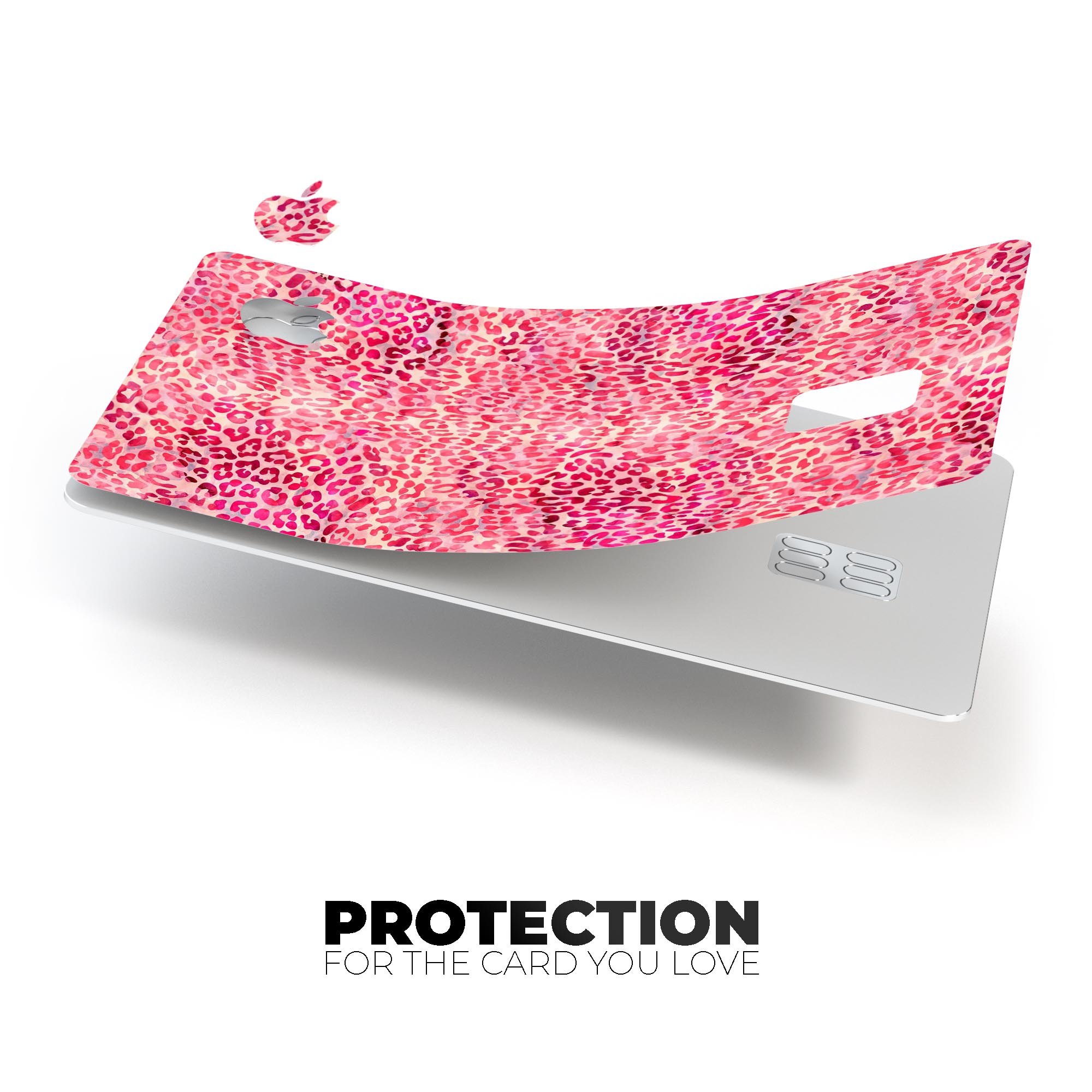Pink Watercolor Leopard Pattern skin for Apple Card, showcasing vibrant colors and stylish design.