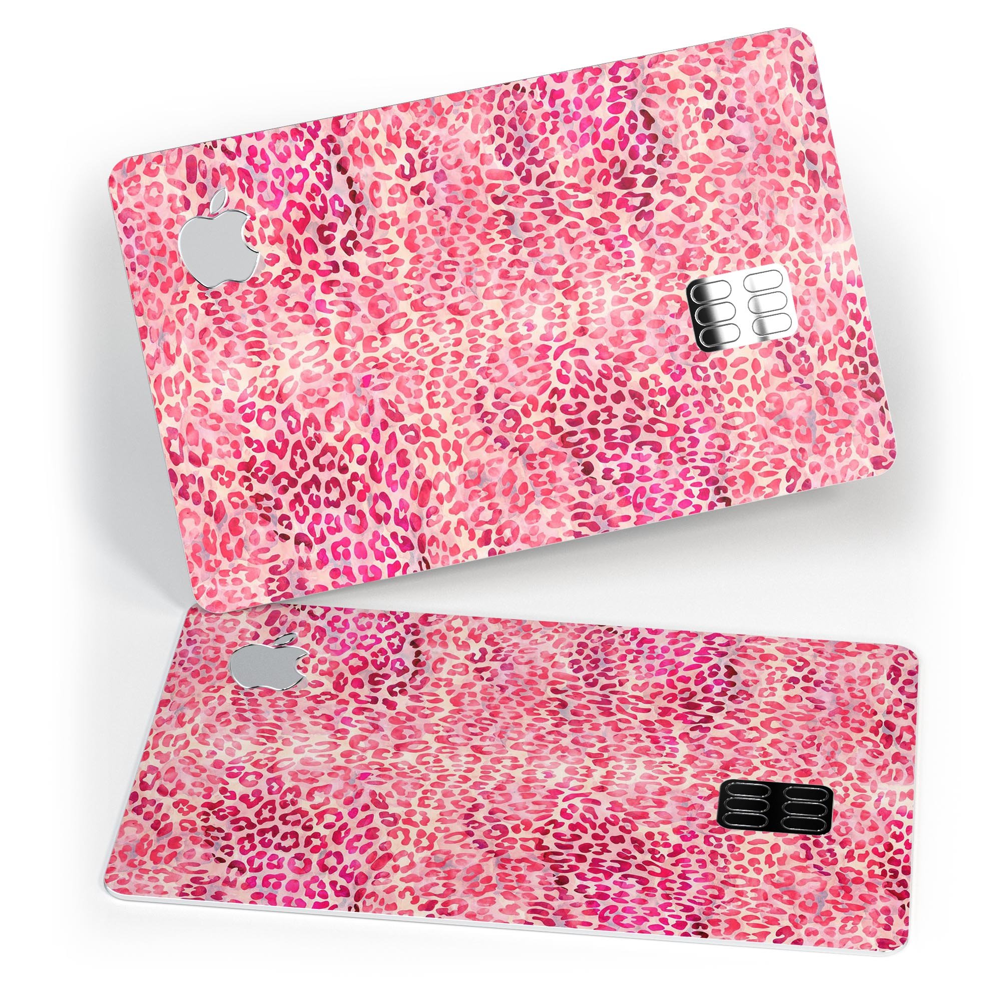 Pink Watercolor Leopard Pattern skin for Apple Card, showcasing vibrant colors and stylish design.