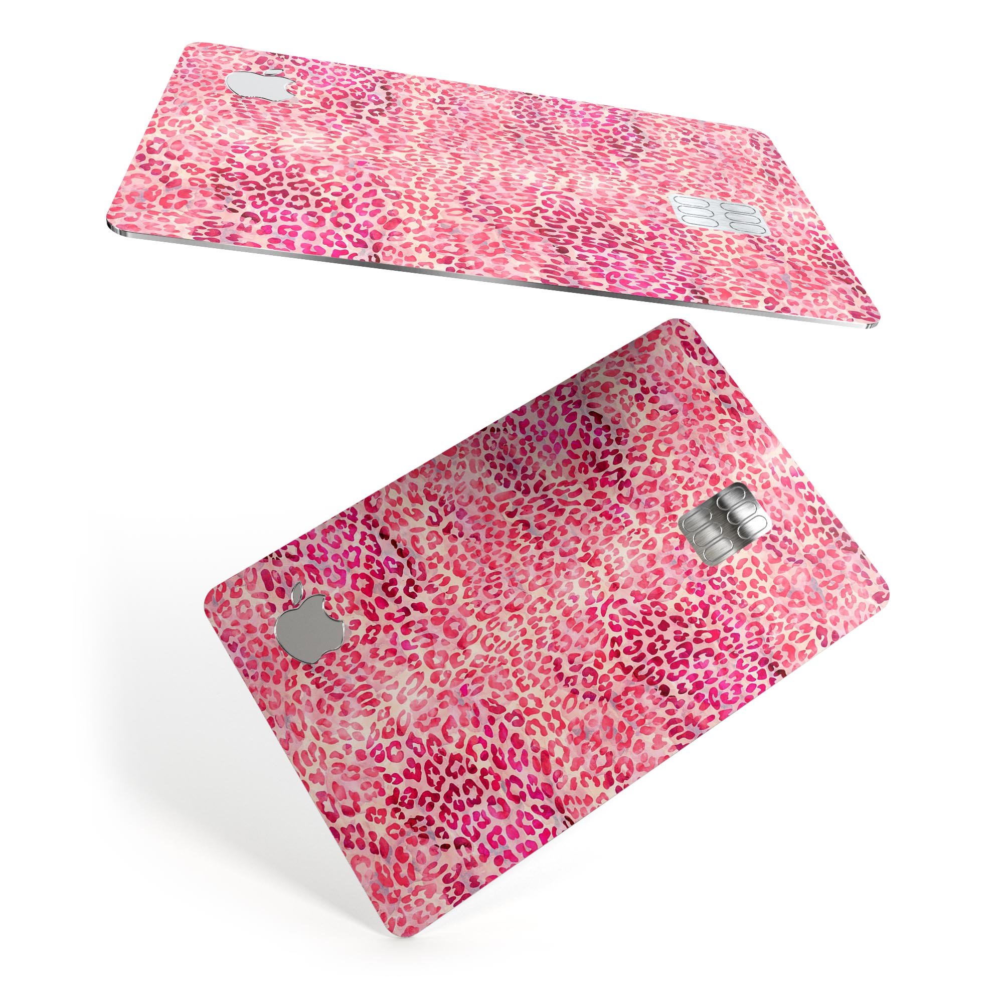 Pink Watercolor Leopard Pattern skin for Apple Card, showcasing vibrant colors and stylish design.