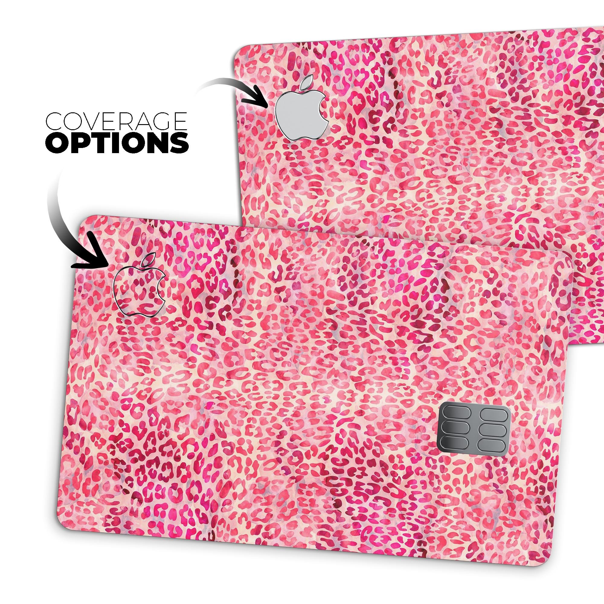 Pink Watercolor Leopard Pattern skin for Apple Card, showcasing vibrant colors and stylish design.