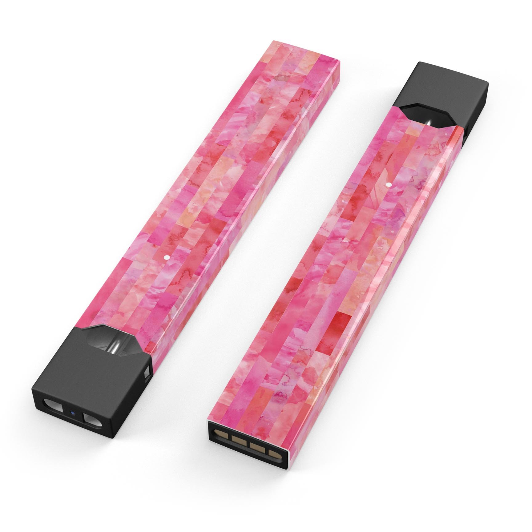Pink Watercolor Patchwork skin-wrap sticker designed for JUUL vaping device, showcasing vibrant colors and a stylish design.