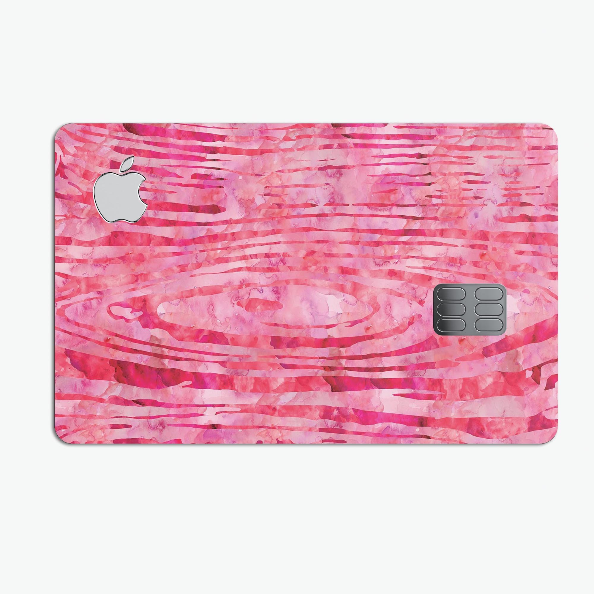 Pink Watercolor Woodgrain decal skin for Apple Card, showcasing its vibrant design and premium quality.