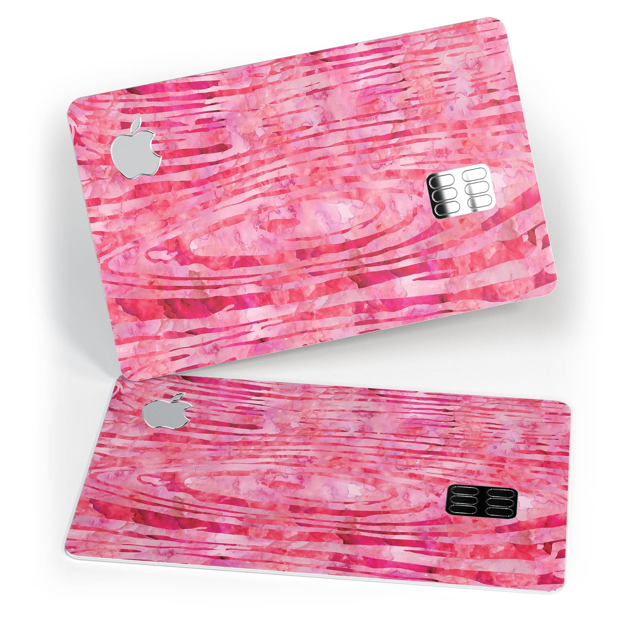 Pink Watercolor Woodgrain decal skin for Apple Card, showcasing its vibrant design and premium quality.
