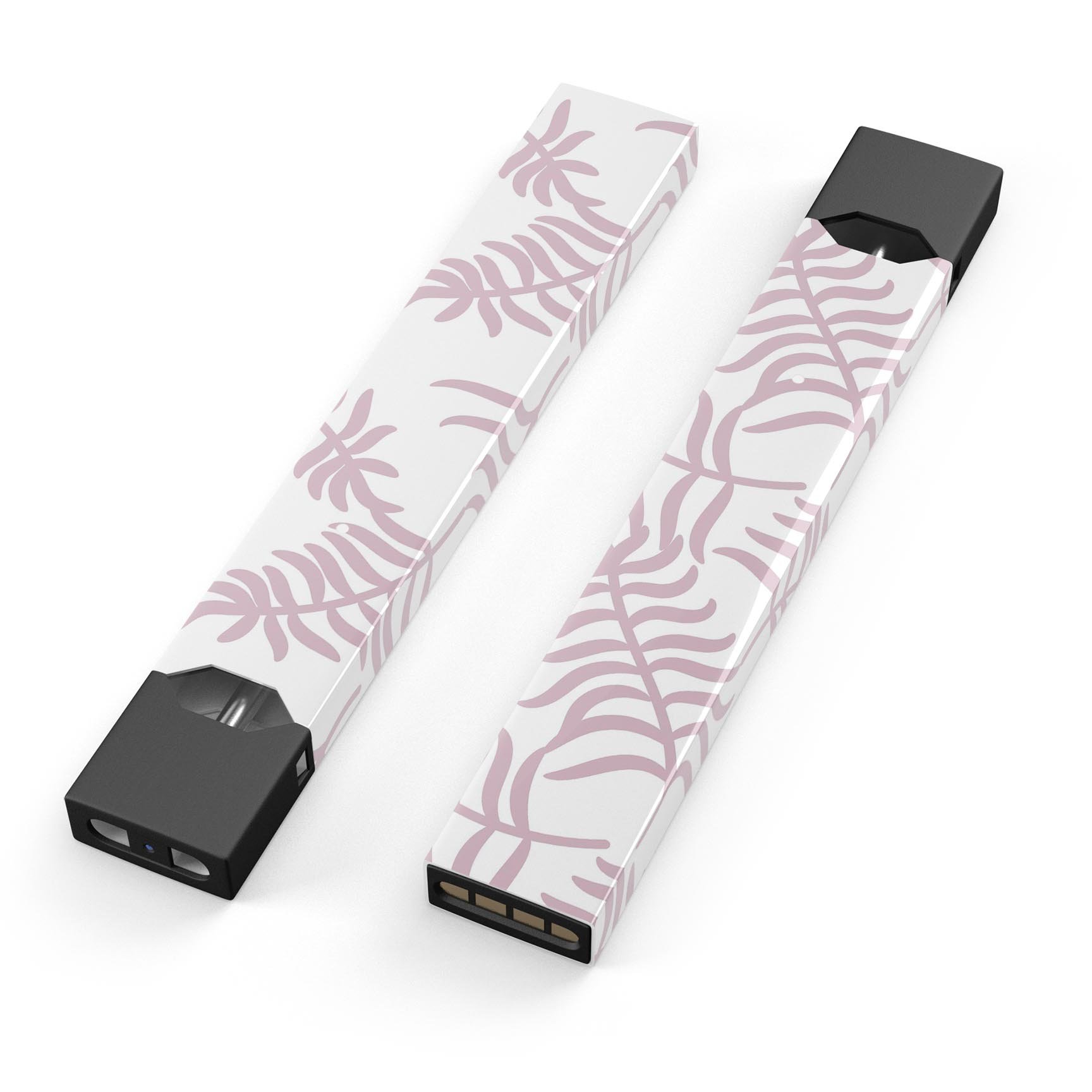 Pink Wavy Leaves Pattern skin-wrap sticker designed for JUUL vaping device, showcasing vibrant colors and intricate leaf design.