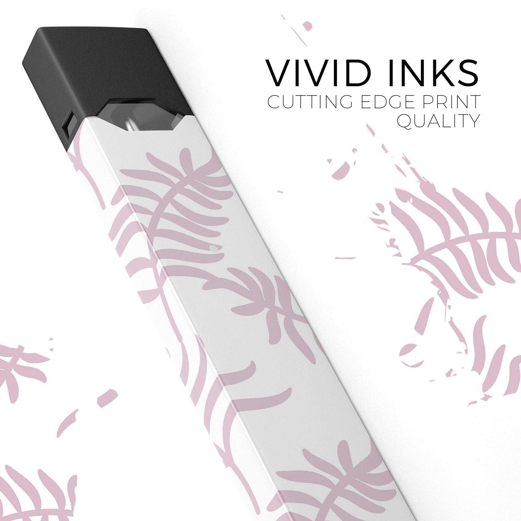 Pink Wavy Leaves Pattern skin-wrap sticker designed for JUUL vaping device, showcasing vibrant colors and intricate leaf design.