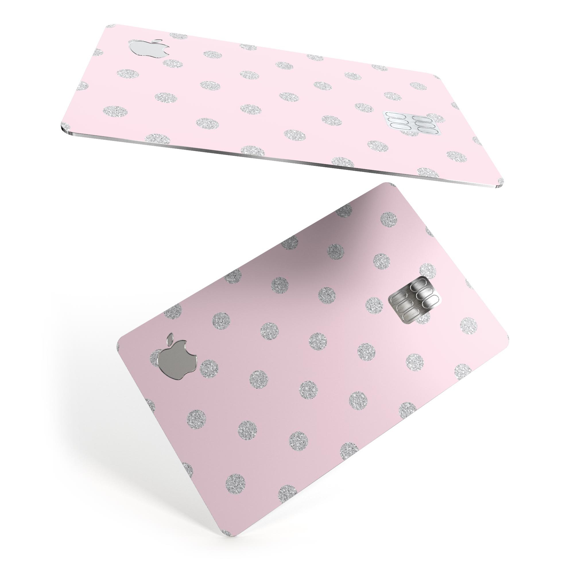 Pink and Silver Glitter 0011 Dots Premium Protective Decal for Apple Card, showcasing its vibrant design and protective features.