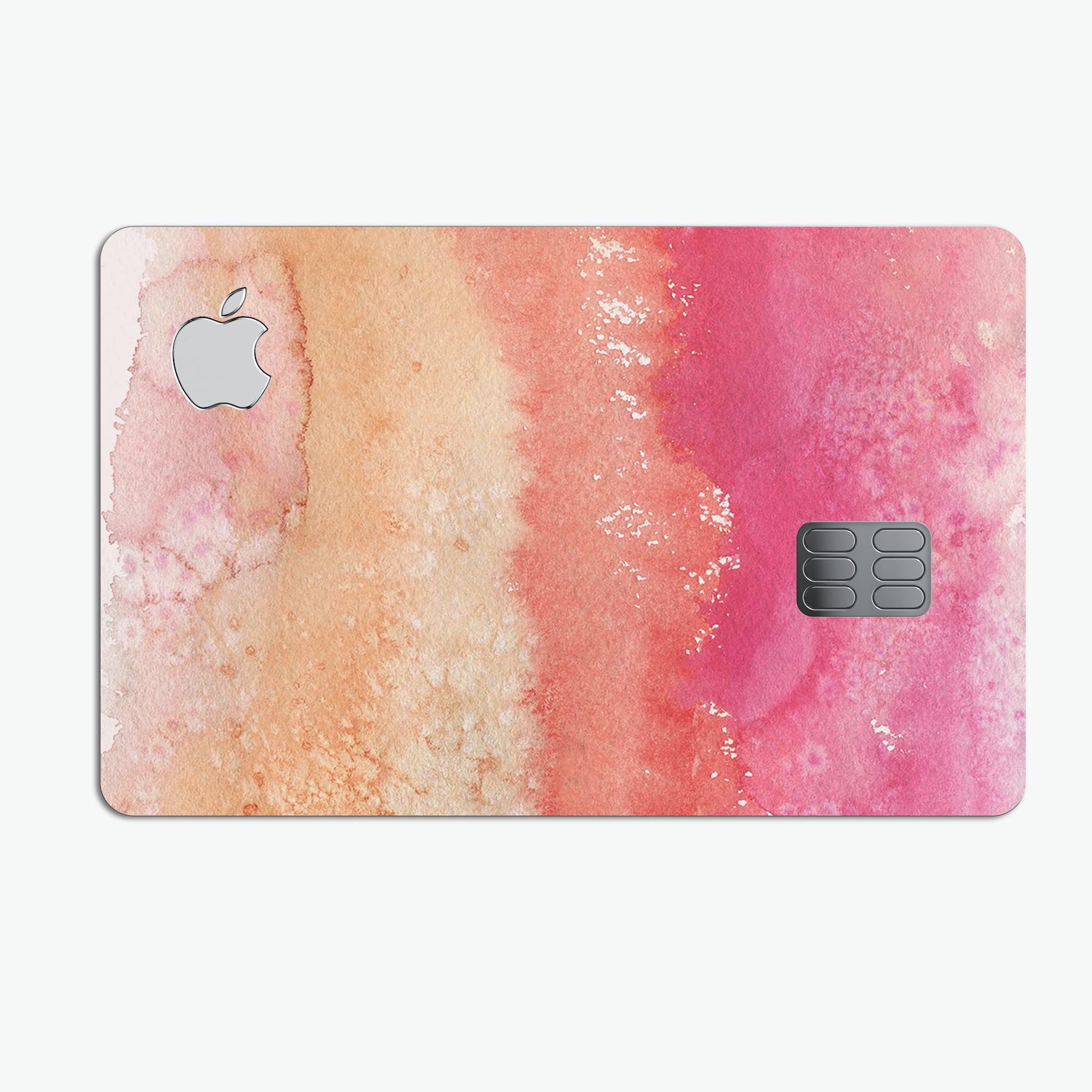 Pinkish 432 Absorbed Watercolor Texture decal for Apple Card, showcasing vibrant colors and a premium finish.