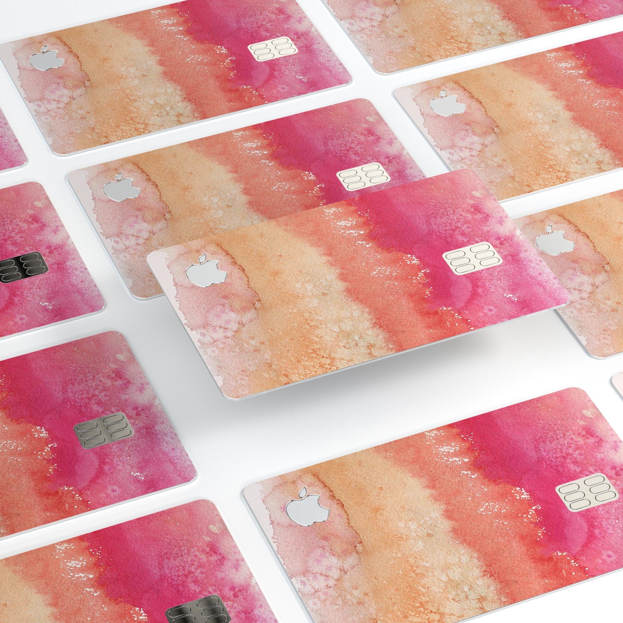 Pinkish 432 Absorbed Watercolor Texture decal for Apple Card, showcasing vibrant colors and a premium finish.