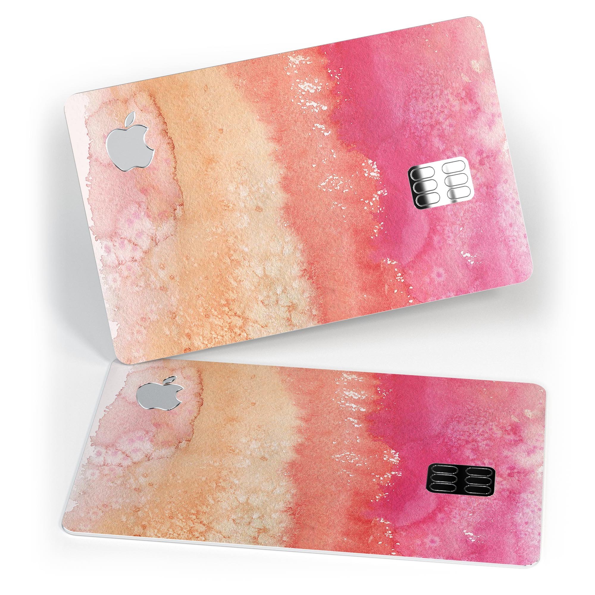 Pinkish 432 Absorbed Watercolor Texture decal for Apple Card, showcasing vibrant colors and a premium finish.
