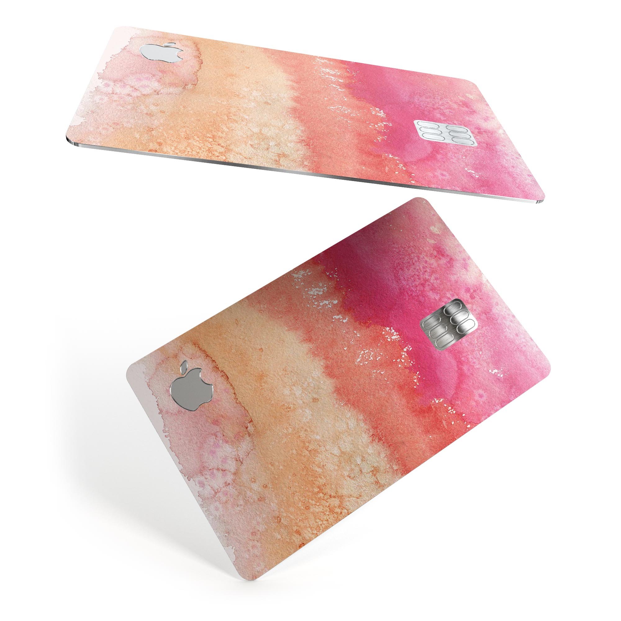 Pinkish 432 Absorbed Watercolor Texture decal for Apple Card, showcasing vibrant colors and a premium finish.