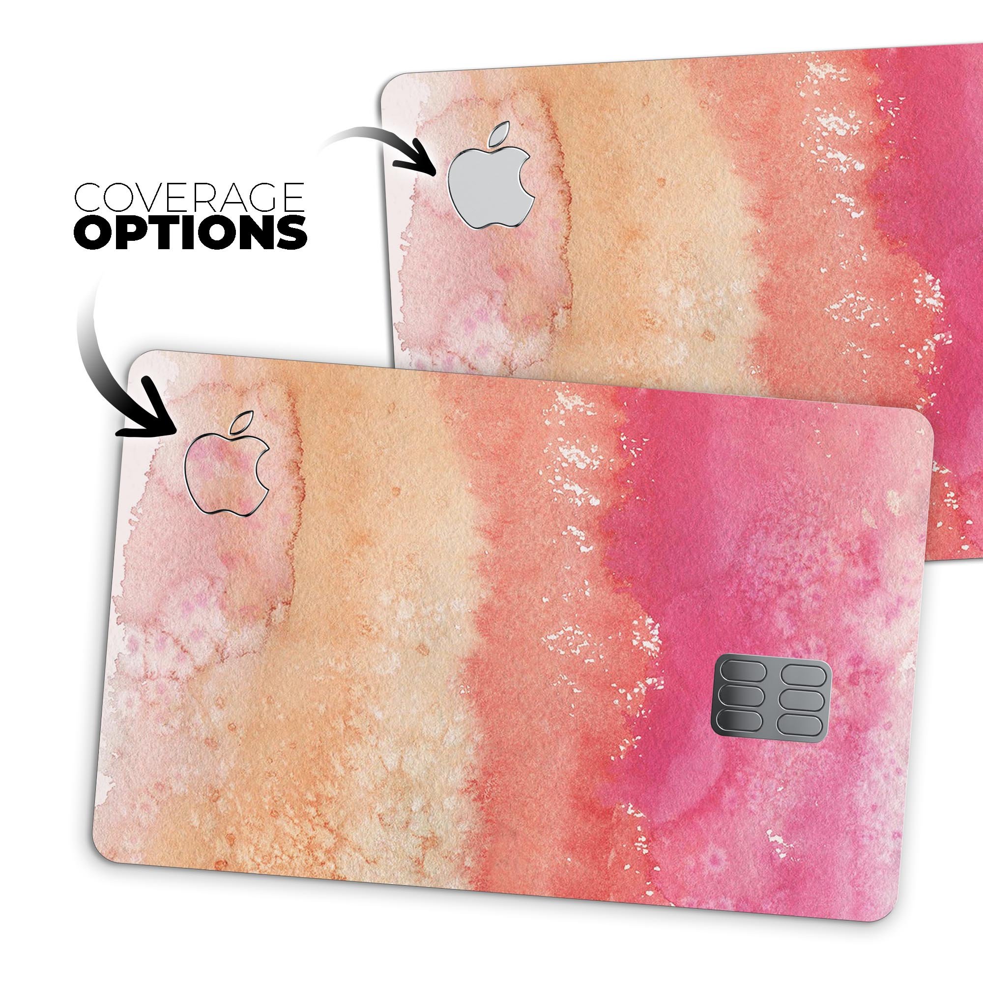 Pinkish 432 Absorbed Watercolor Texture decal for Apple Card, showcasing vibrant colors and a premium finish.