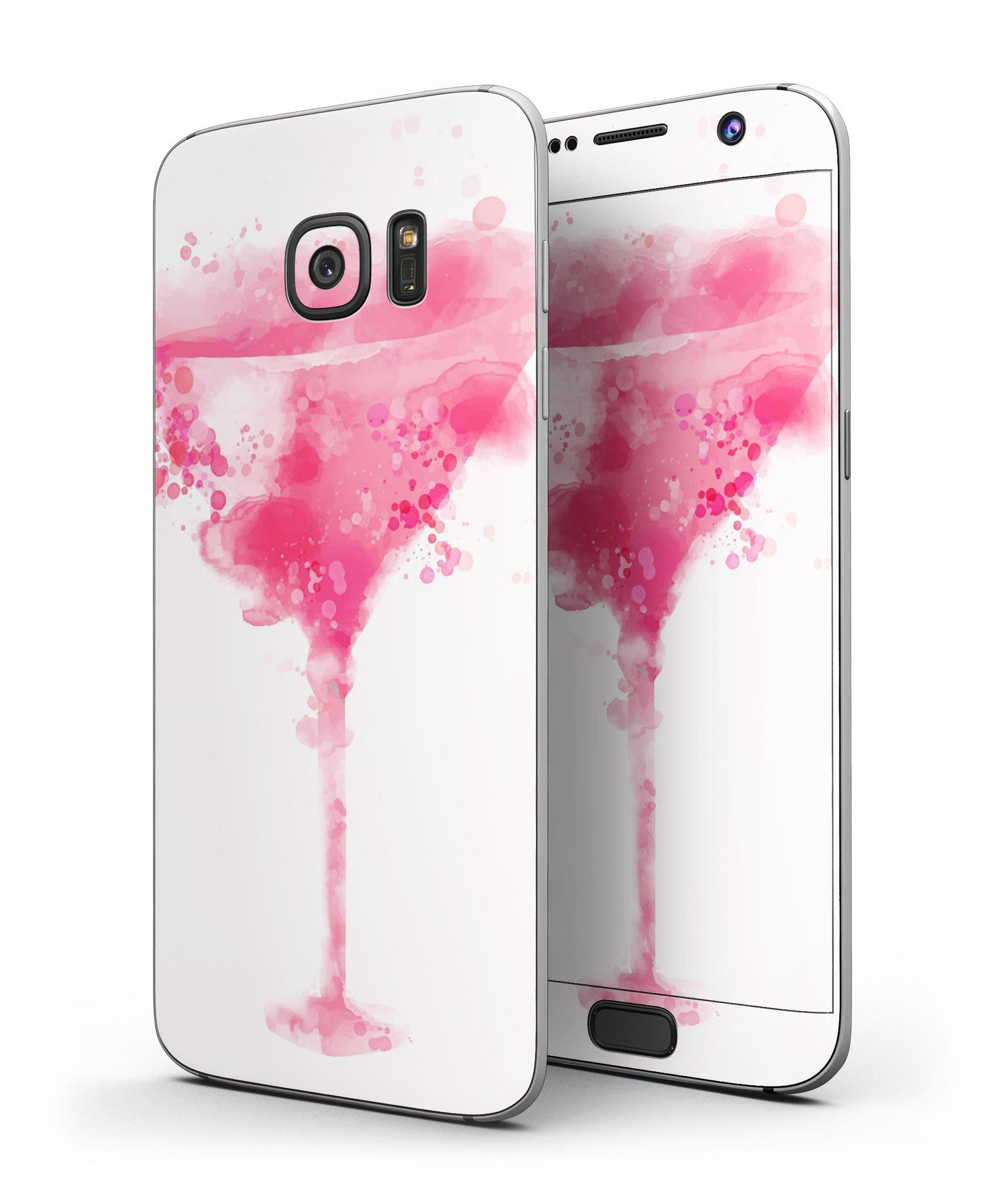 Pretty in Pink Martini Full Body Skin-Kit for Samsung Galaxy S7, showcasing vibrant pink design and premium vinyl material.