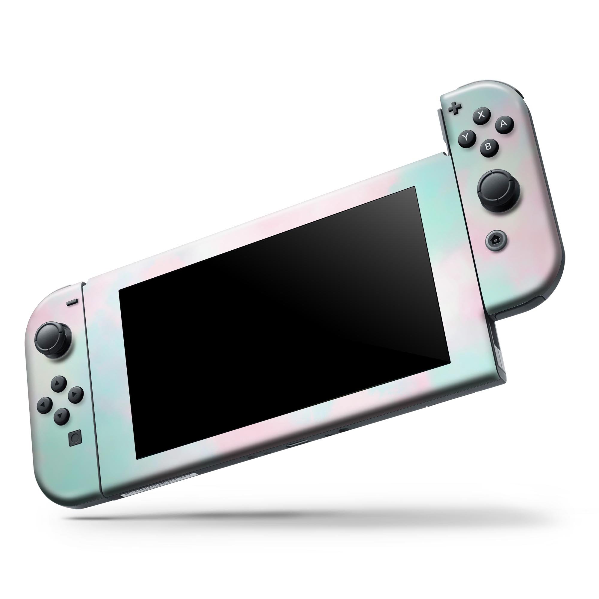 Pretty Pastel Clouds V7 skin decal wrap kit for Nintendo Switch, showcasing a colorful and stylish design that fits snugly on the console.