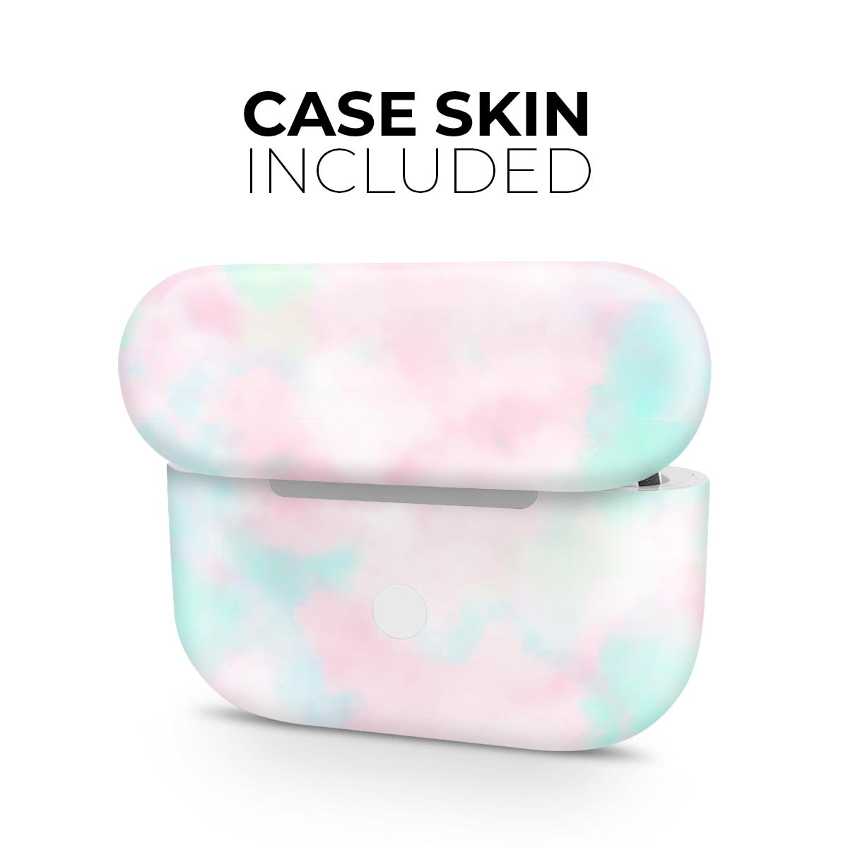Pretty Pastel Clouds V7 skin decal wrap kit for Apple AirPods Pro, showcasing a colorful pastel design with a soft-touch matte finish.