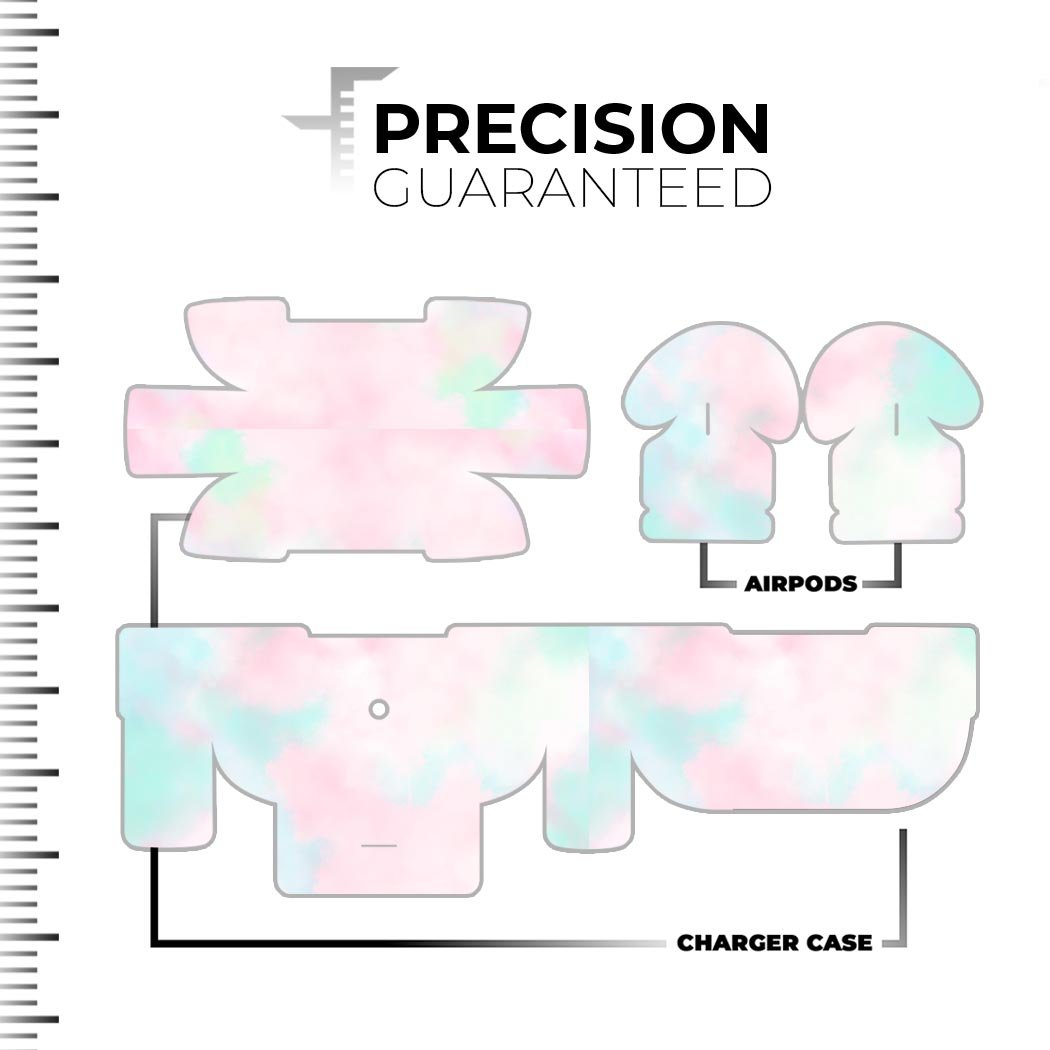 Pretty Pastel Clouds V7 skin decal wrap kit for Apple AirPods Pro, showcasing a colorful pastel design with a soft-touch matte finish.