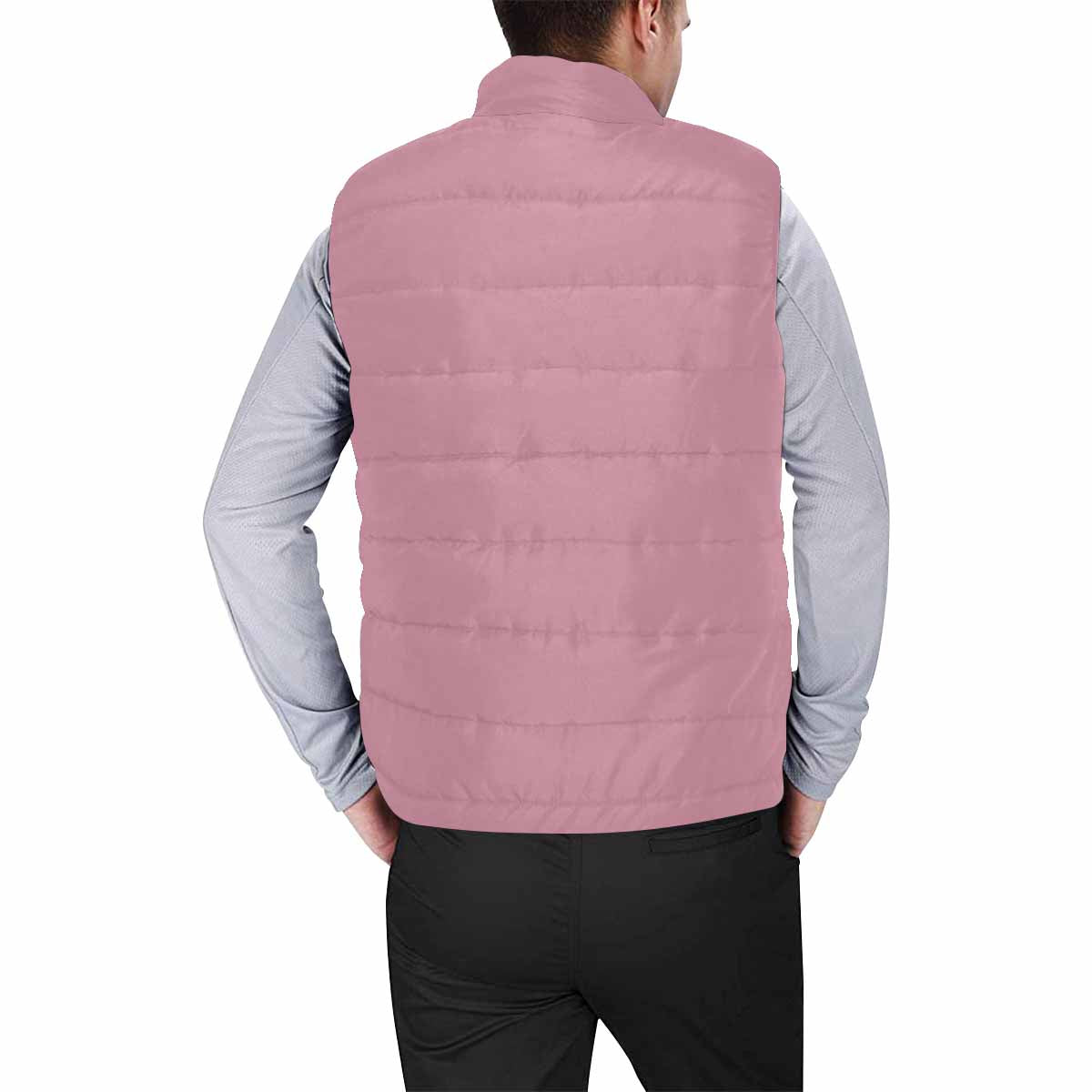 Puce Red Men's Padded Vest featuring a quilted design and zipper closure, perfect for layering in cold weather.