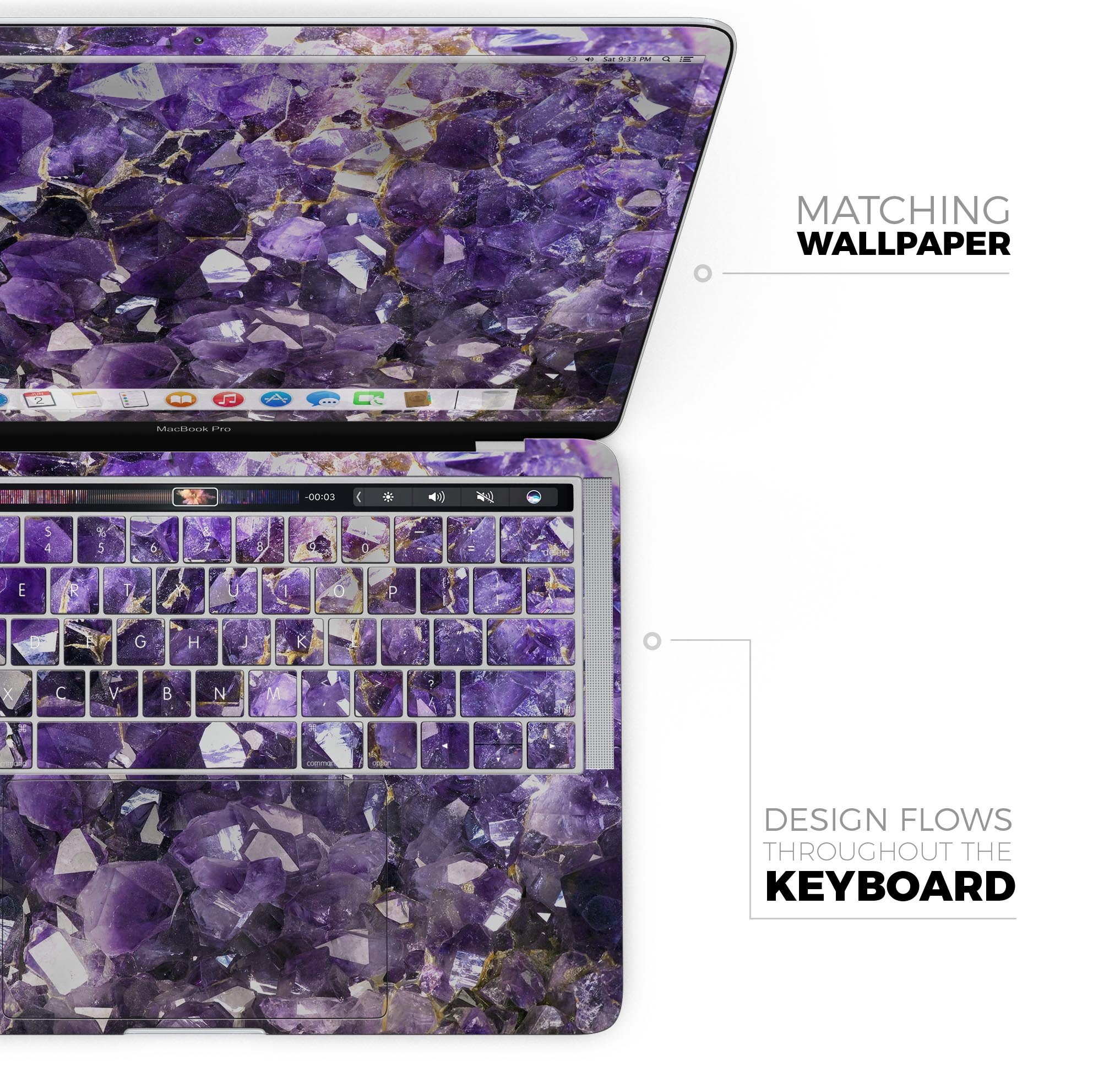 Purple Agate Paradise skin decal wrap kit for Apple MacBook, showcasing vibrant colors and a sleek design.