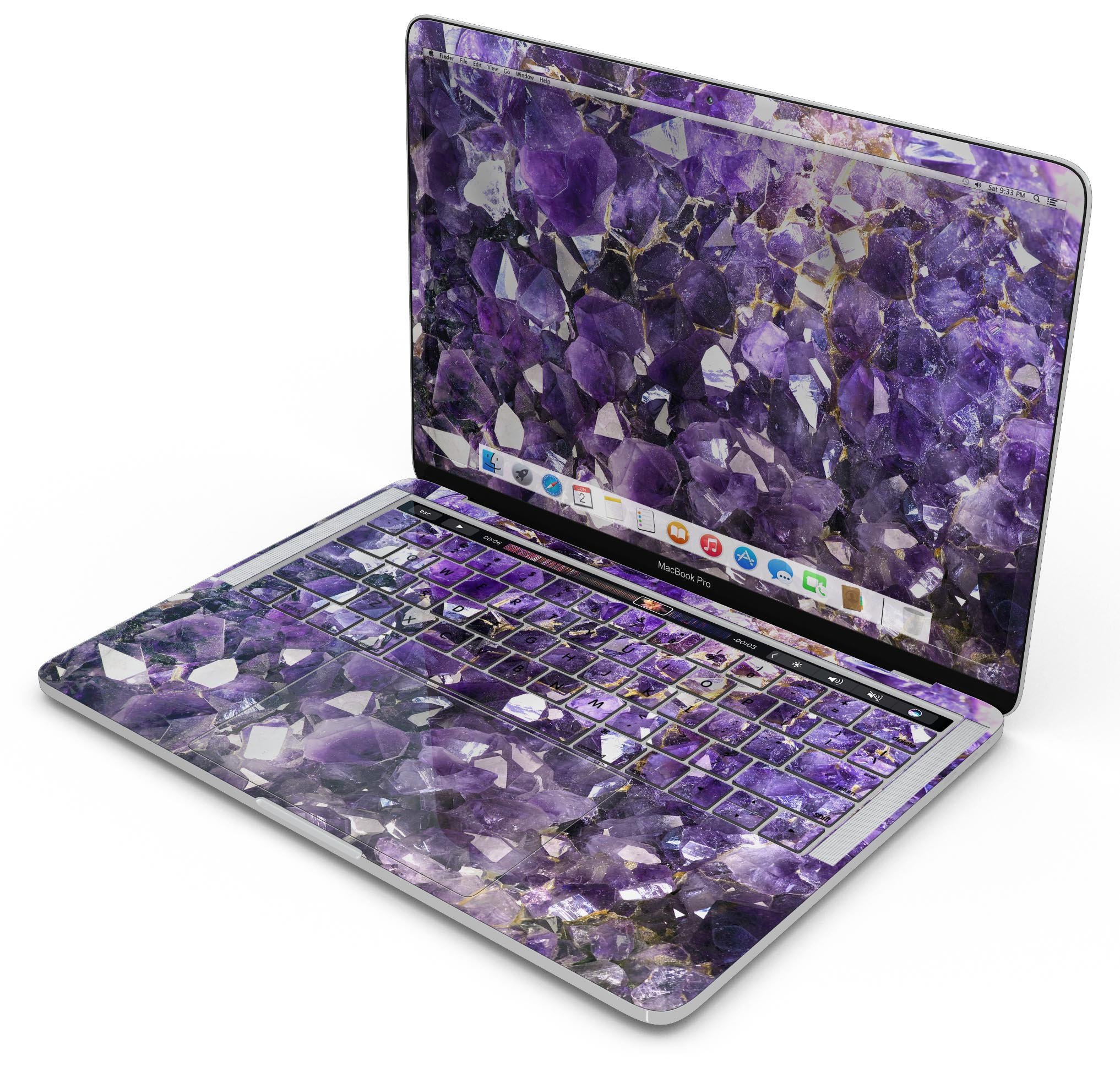 Purple Agate Paradise skin decal wrap kit for Apple MacBook, showcasing vibrant colors and a sleek design.