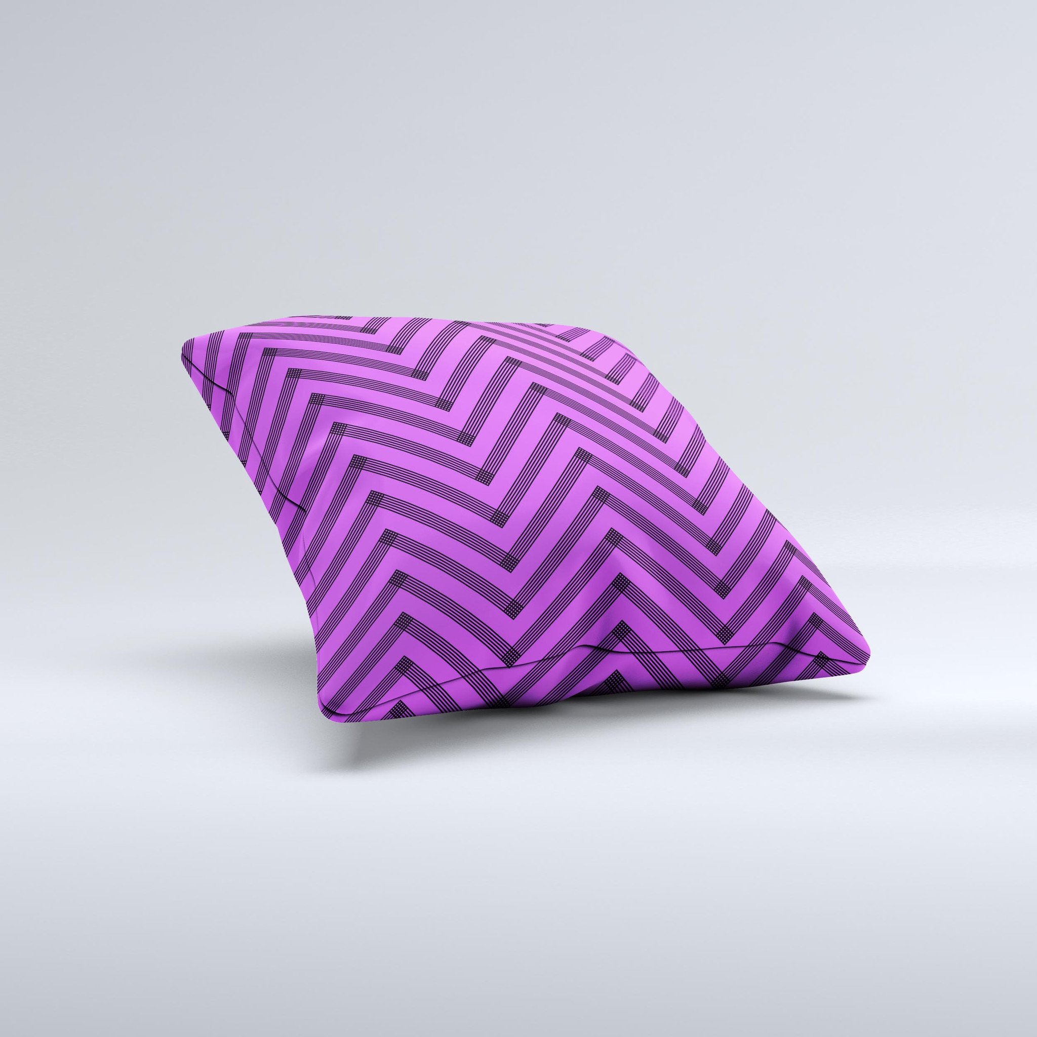 Purple and black decorative throw pillow featuring a chevron sketch design, handcrafted in Virginia with high-quality materials.