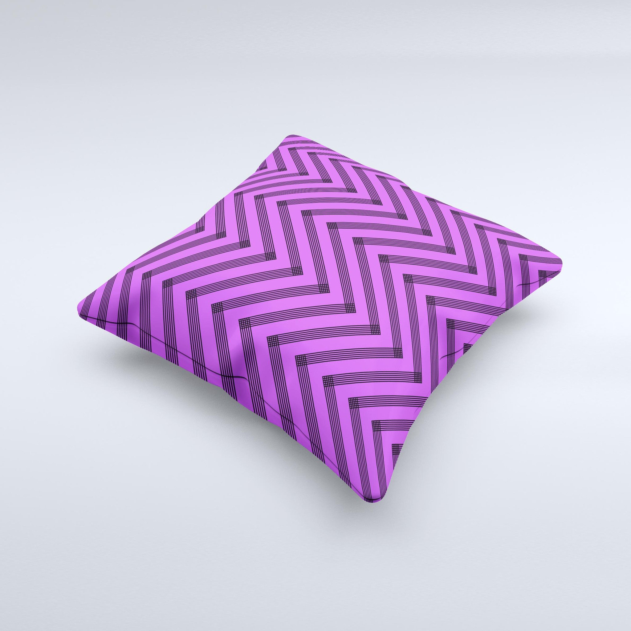 Purple and black decorative throw pillow featuring a chevron sketch design, handcrafted in Virginia with high-quality materials.