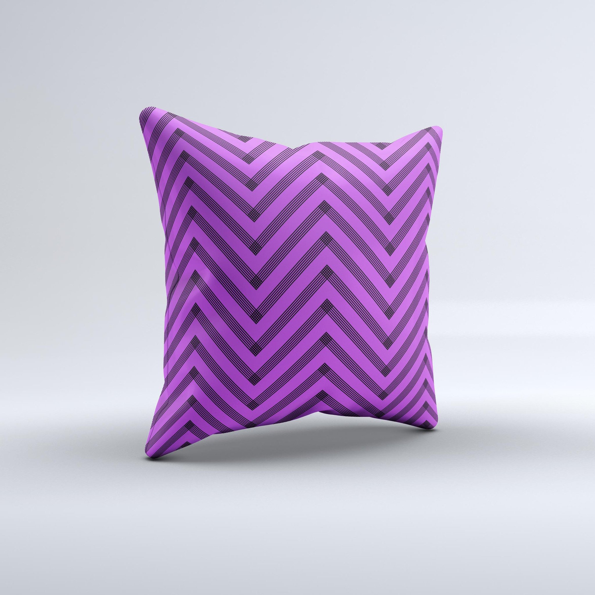 Purple and black decorative throw pillow featuring a chevron sketch design, handcrafted in Virginia with high-quality materials.