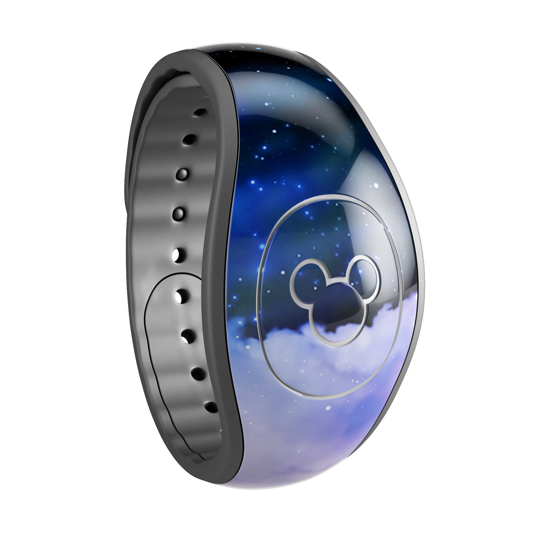 Purple Blue and Pink Cloud Galaxy decal skin wrap kit for Disney Magic Band, showcasing vibrant colors and a stylish design.