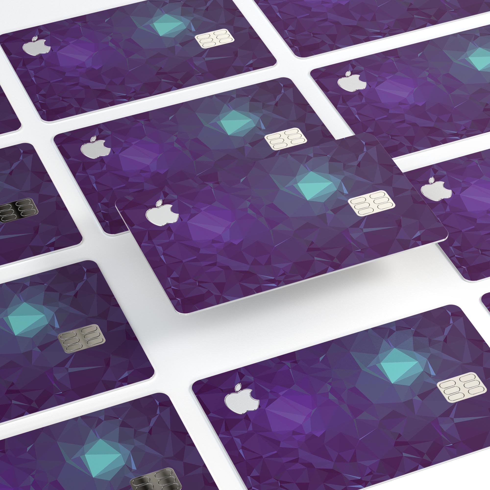 Purple Geometric V11 decal skin for Apple Card, showcasing a vibrant geometric design with a premium finish.