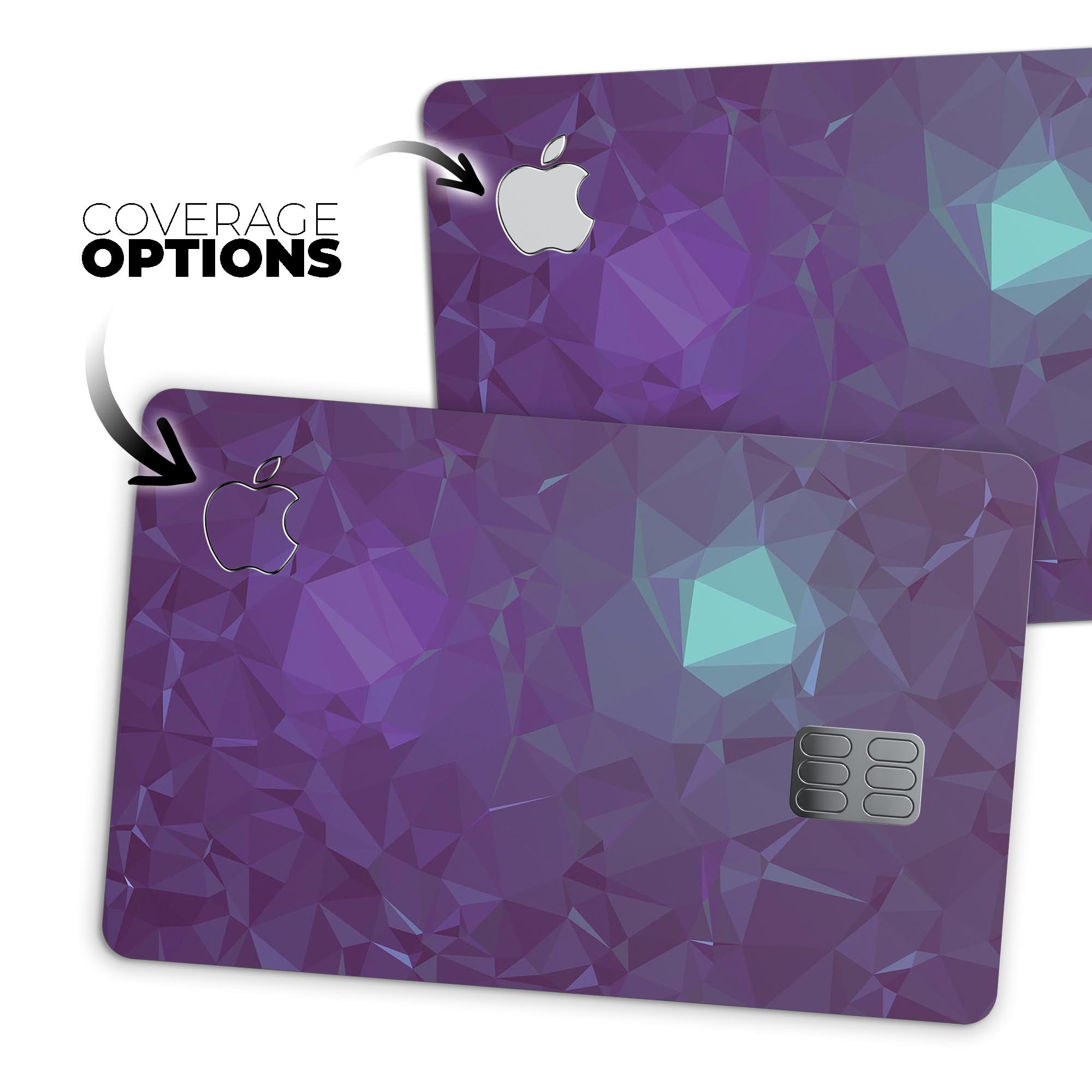 Purple Geometric V11 decal skin for Apple Card, showcasing a vibrant geometric design with a premium finish.
