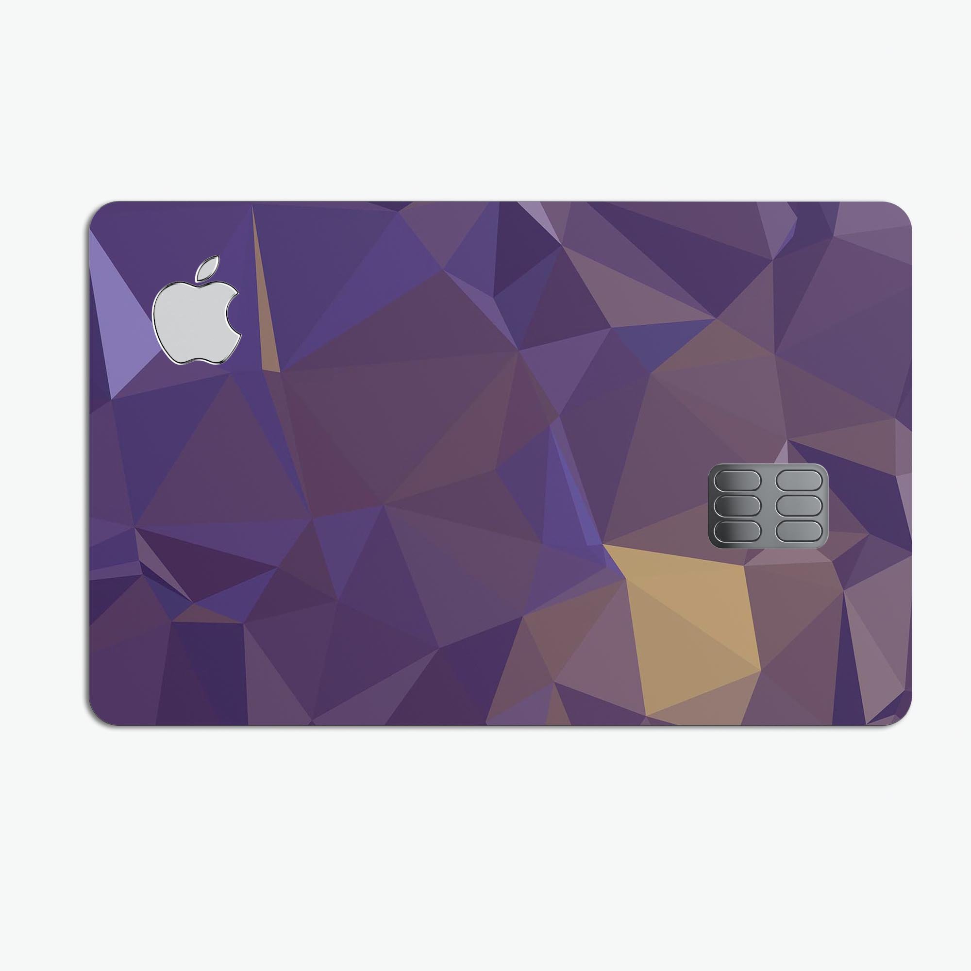 Purple Geometric V12 decal skin for Apple Card, showcasing a vibrant geometric design and premium vinyl material.