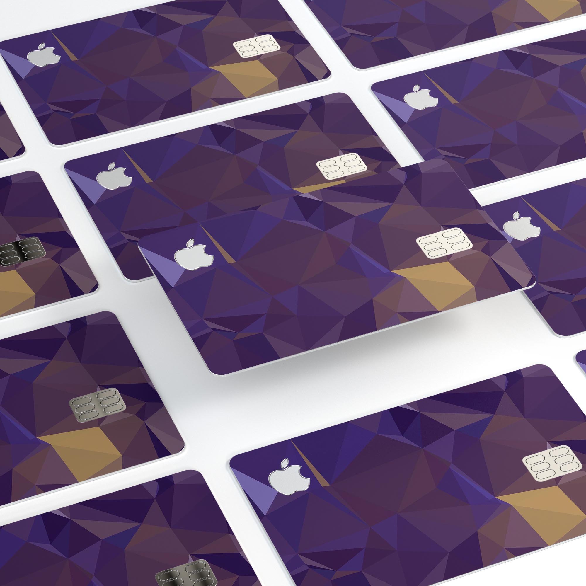 Purple Geometric V12 decal skin for Apple Card, showcasing a vibrant geometric design and premium vinyl material.