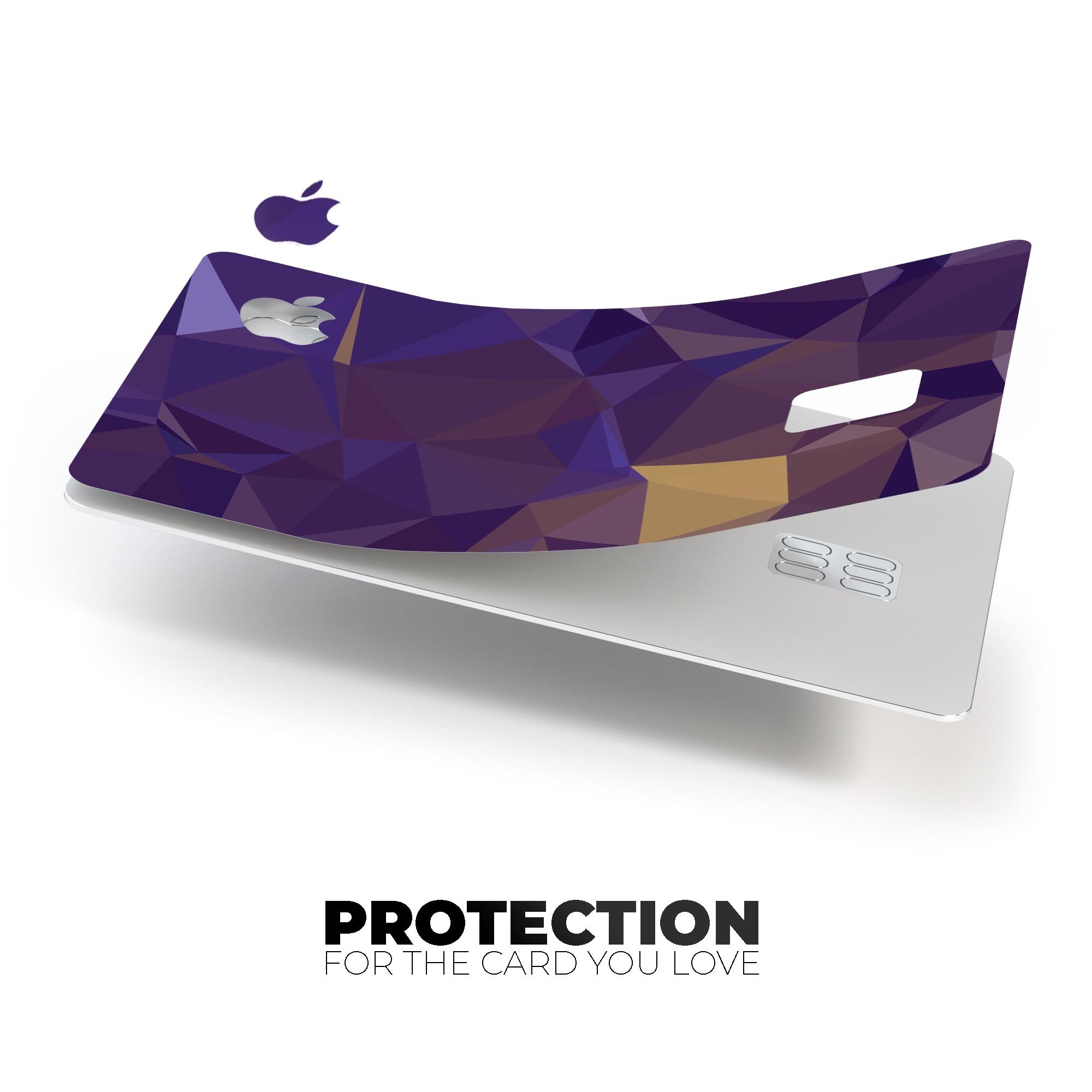 Purple Geometric V12 decal skin for Apple Card, showcasing a vibrant geometric design and premium vinyl material.