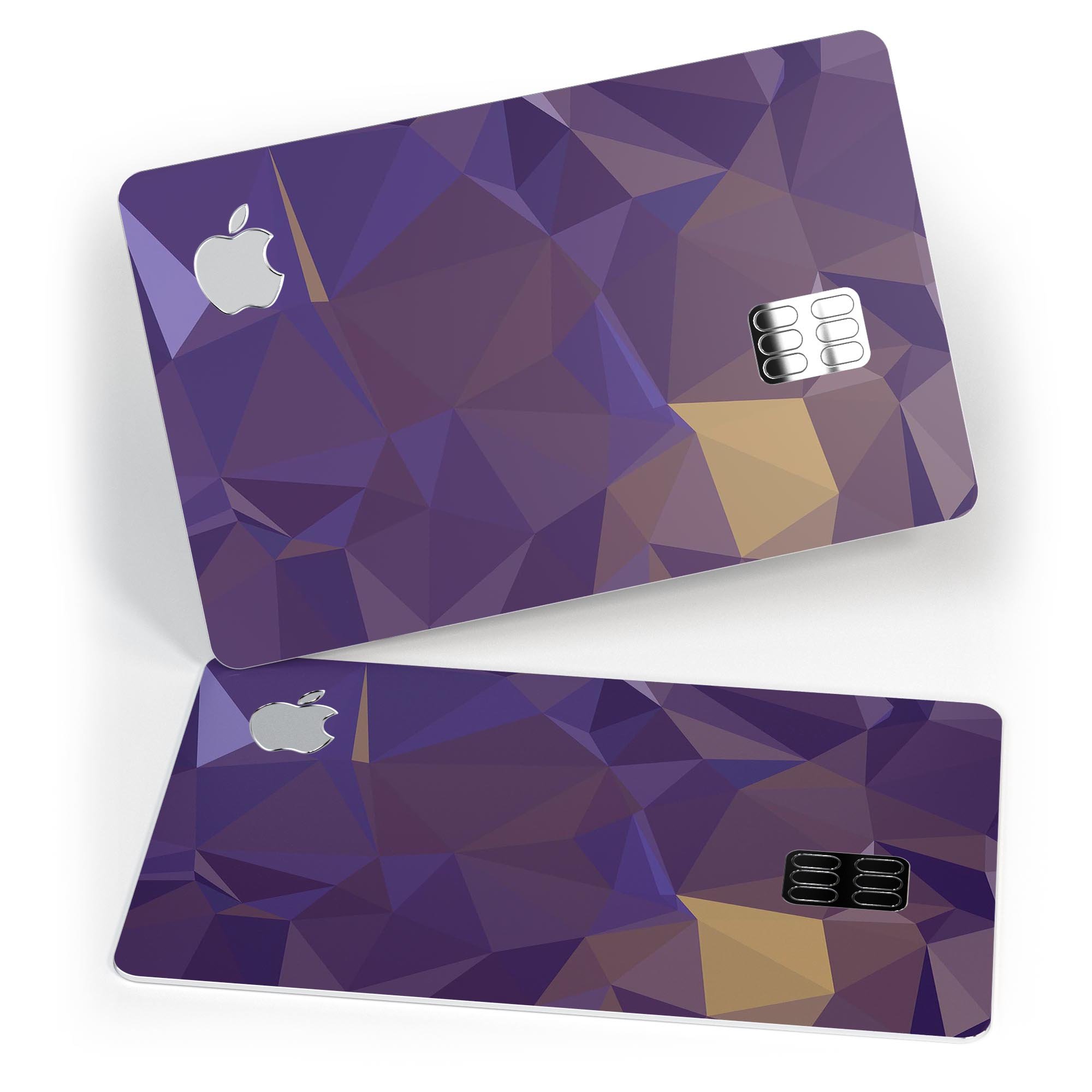 Purple Geometric V12 decal skin for Apple Card, showcasing a vibrant geometric design and premium vinyl material.