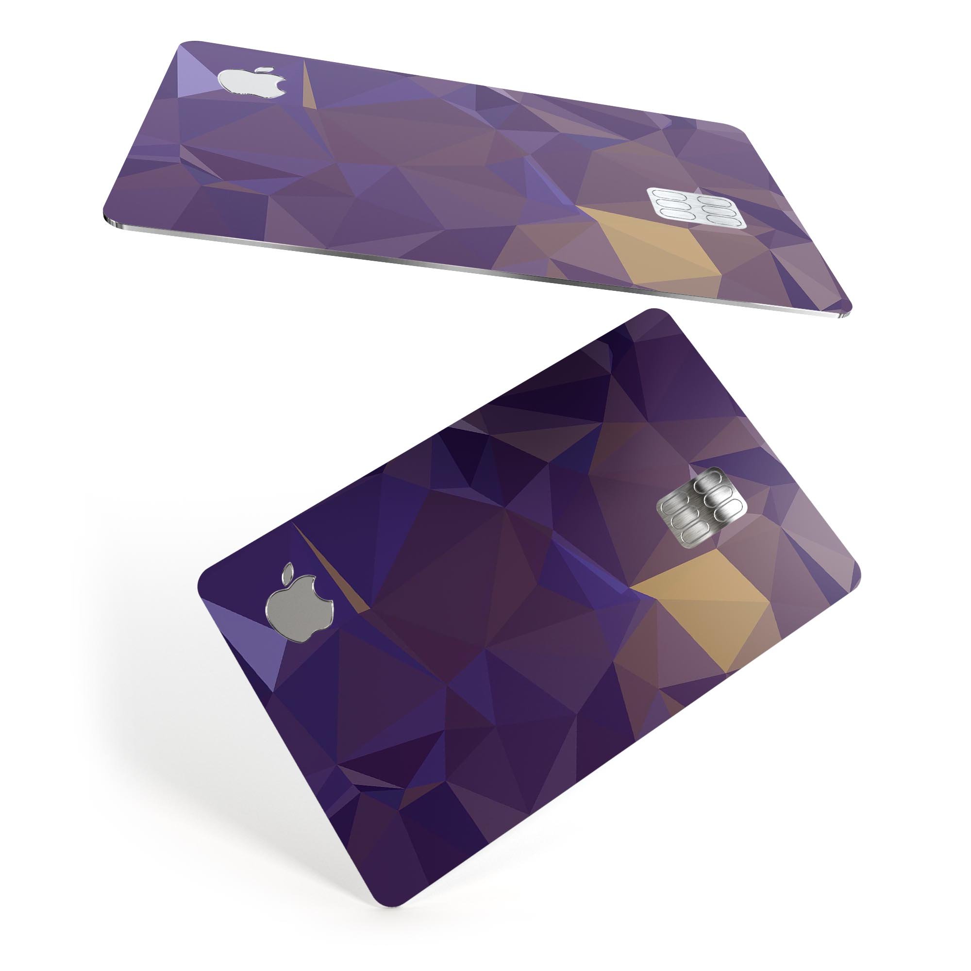 Purple Geometric V12 decal skin for Apple Card, showcasing a vibrant geometric design and premium vinyl material.