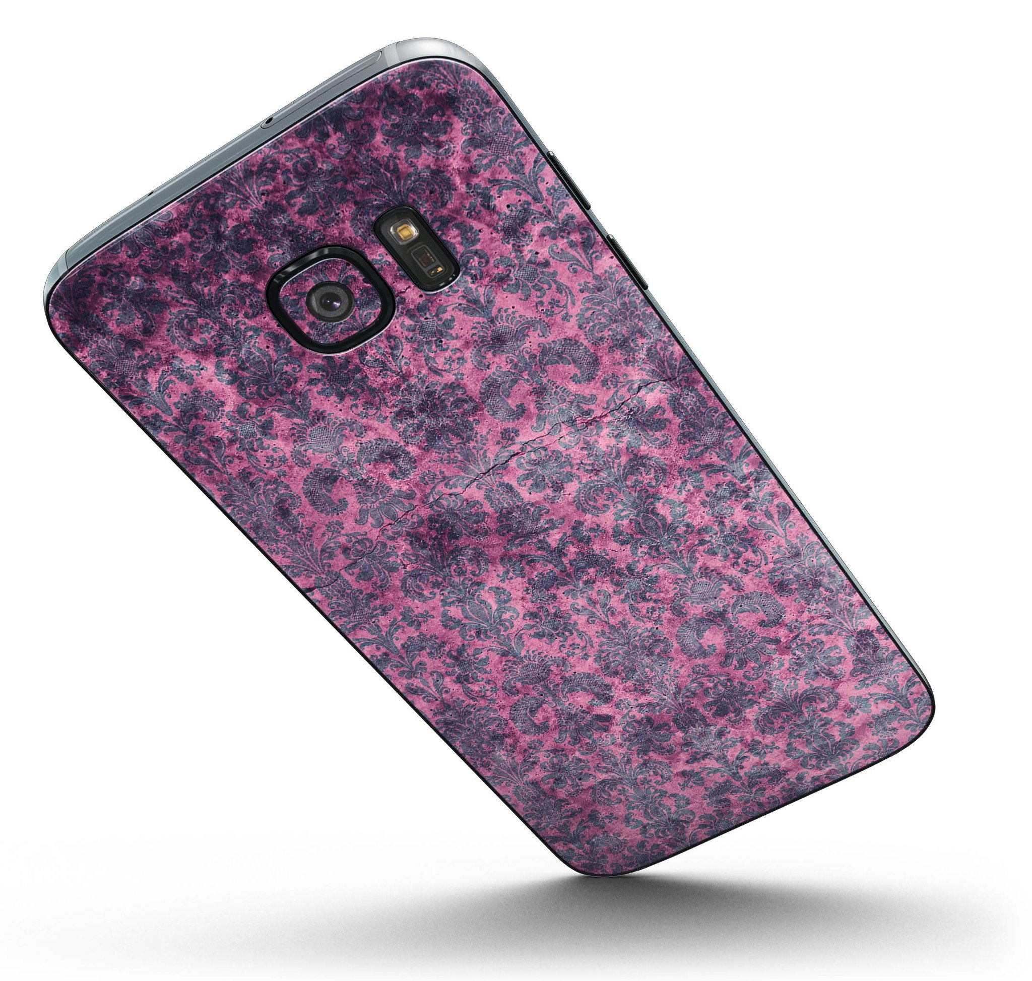 Purple Geometric V18 Full Body Skin-Kit for Samsung Galaxy S7, showcasing vibrant geometric patterns and premium vinyl material.