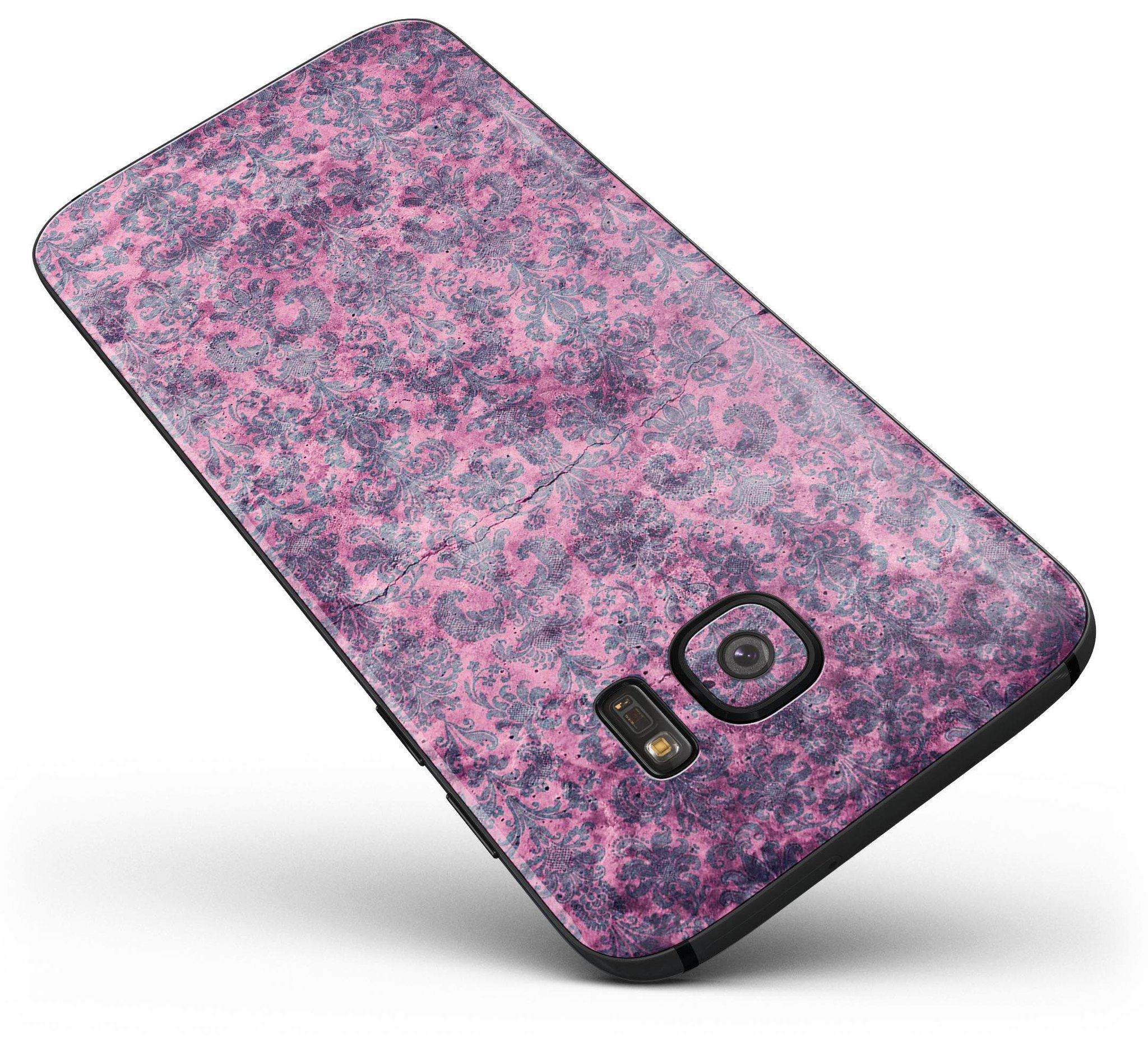 Purple Geometric V18 Full Body Skin-Kit for Samsung Galaxy S7, showcasing vibrant geometric patterns and premium vinyl material.