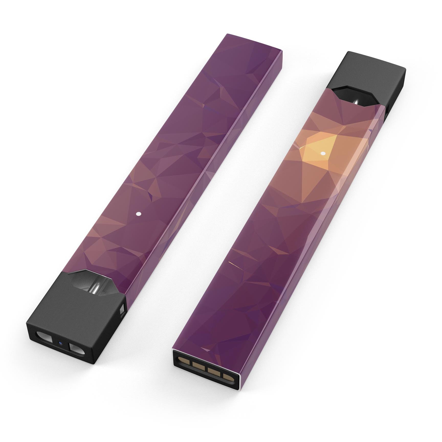 Purple Geometric V18 skin-wrap sticker designed for JUUL vaping device, showcasing vibrant geometric patterns and premium quality.