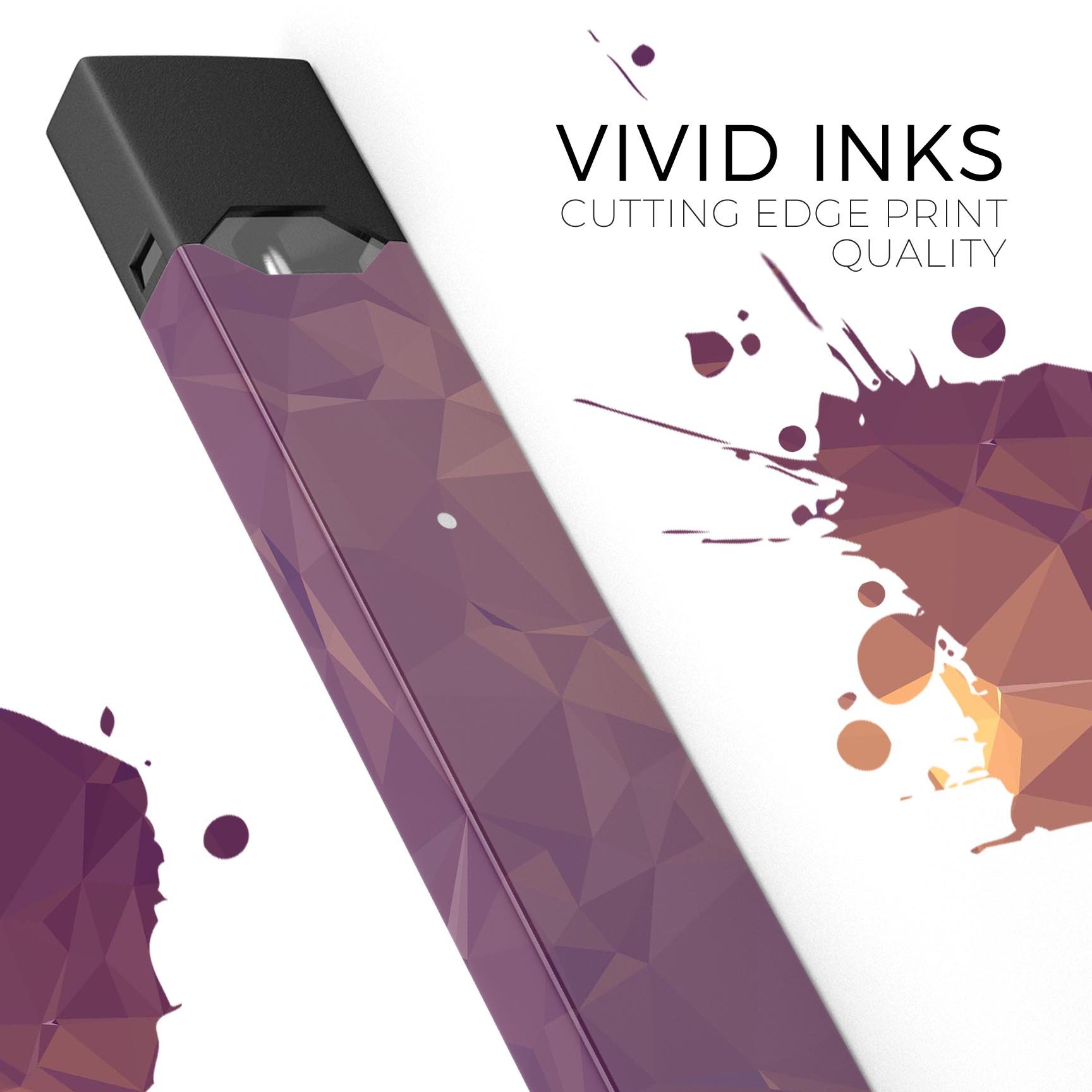 Purple Geometric V18 skin-wrap sticker designed for JUUL vaping device, showcasing vibrant geometric patterns and premium quality.