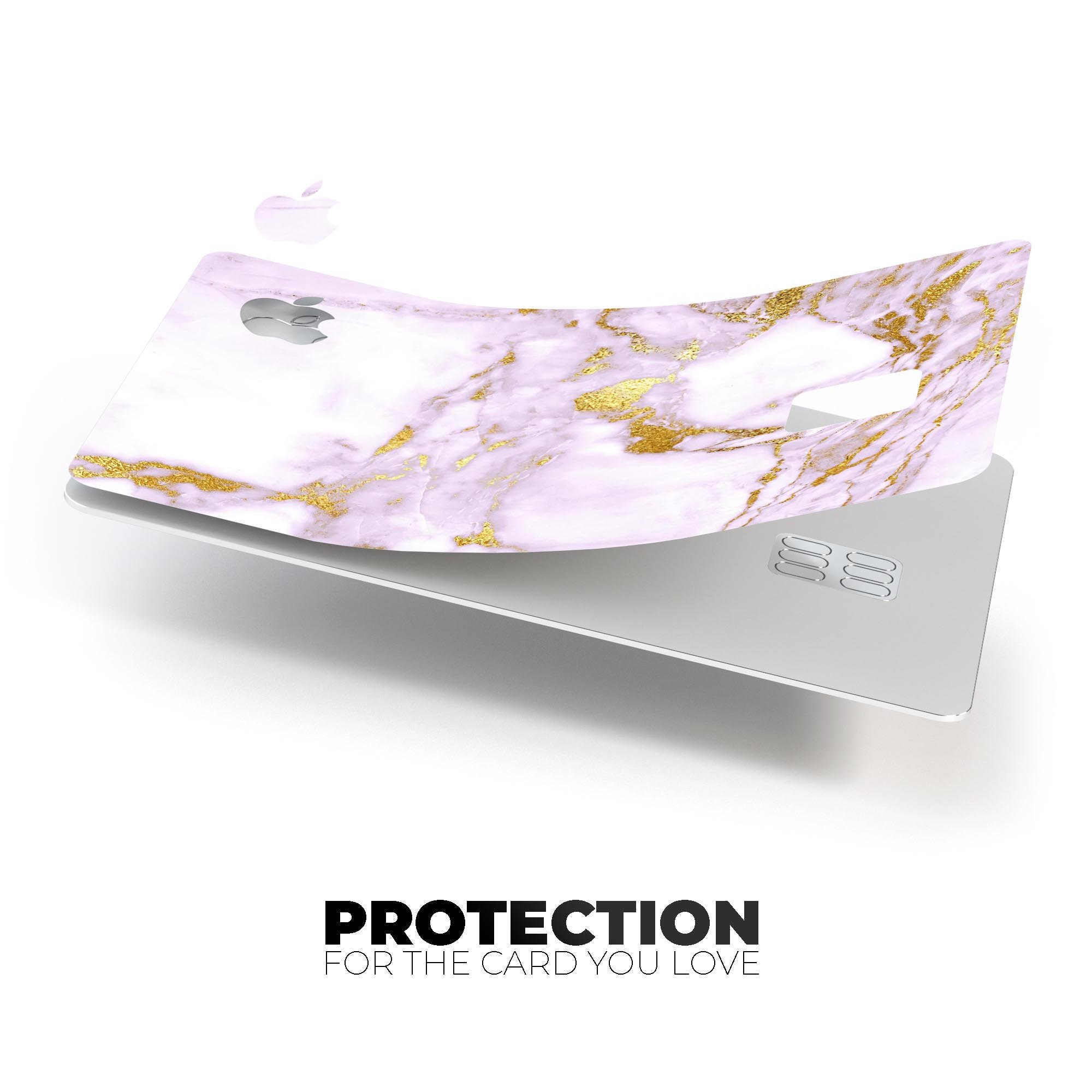 Purple Marble and Digital Gold Foil V8 decal on an Apple Card, showcasing its stylish design and premium quality.