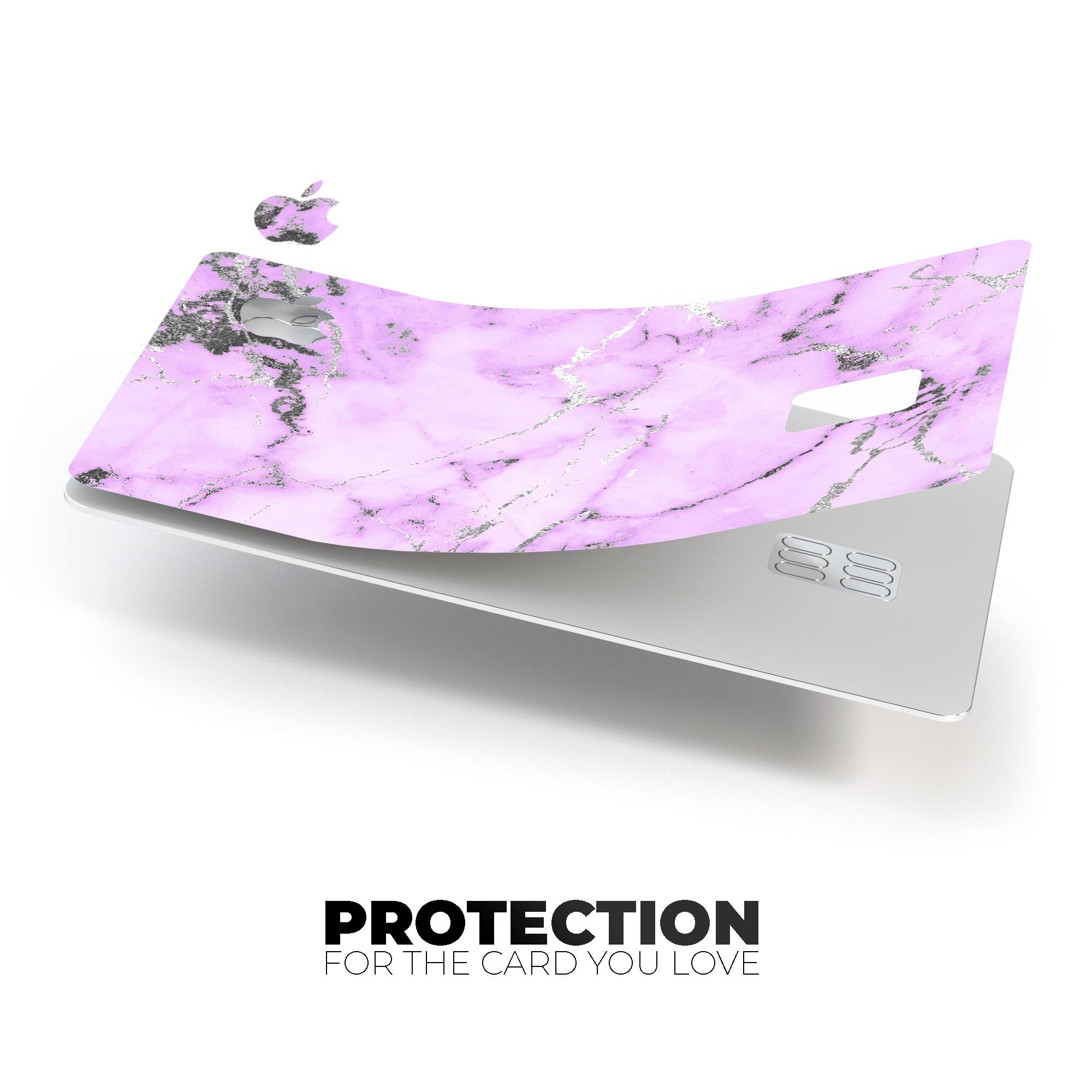 Purple Marble and Digital Silver Foil V4 decal for Apple Card, showcasing its premium design and protective features.