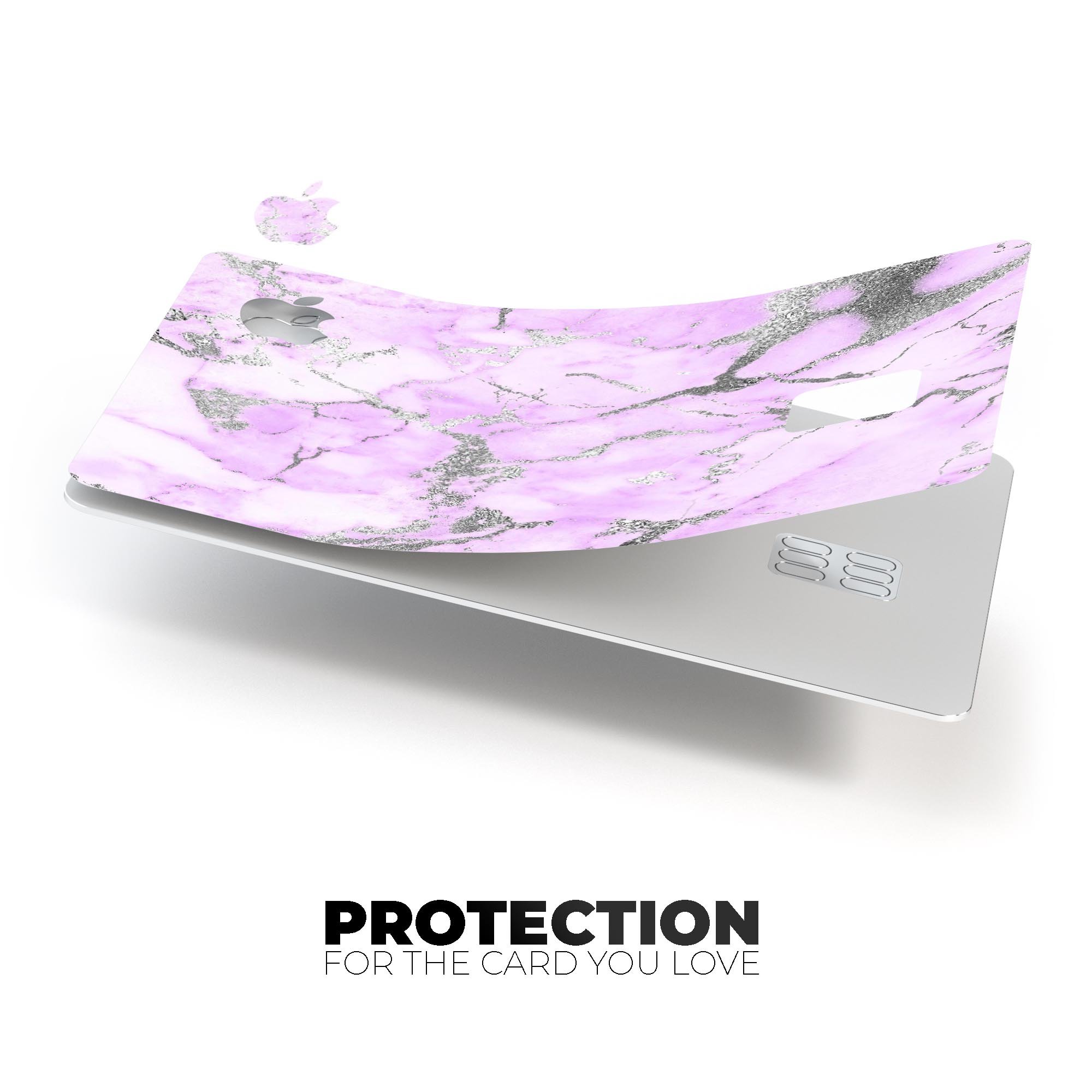 Purple Marble and Digital Silver Foil V8 decal for Apple Card, showcasing a stylish design with premium protective features.