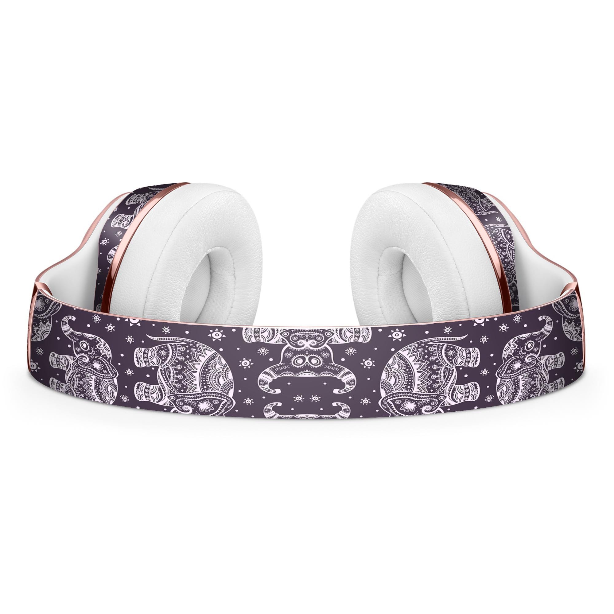 Purple Sacred Elephant Pattern Skin Kit for Beats by Dre Solo 3 Wireless Headphones, showcasing vibrant colors and intricate design.