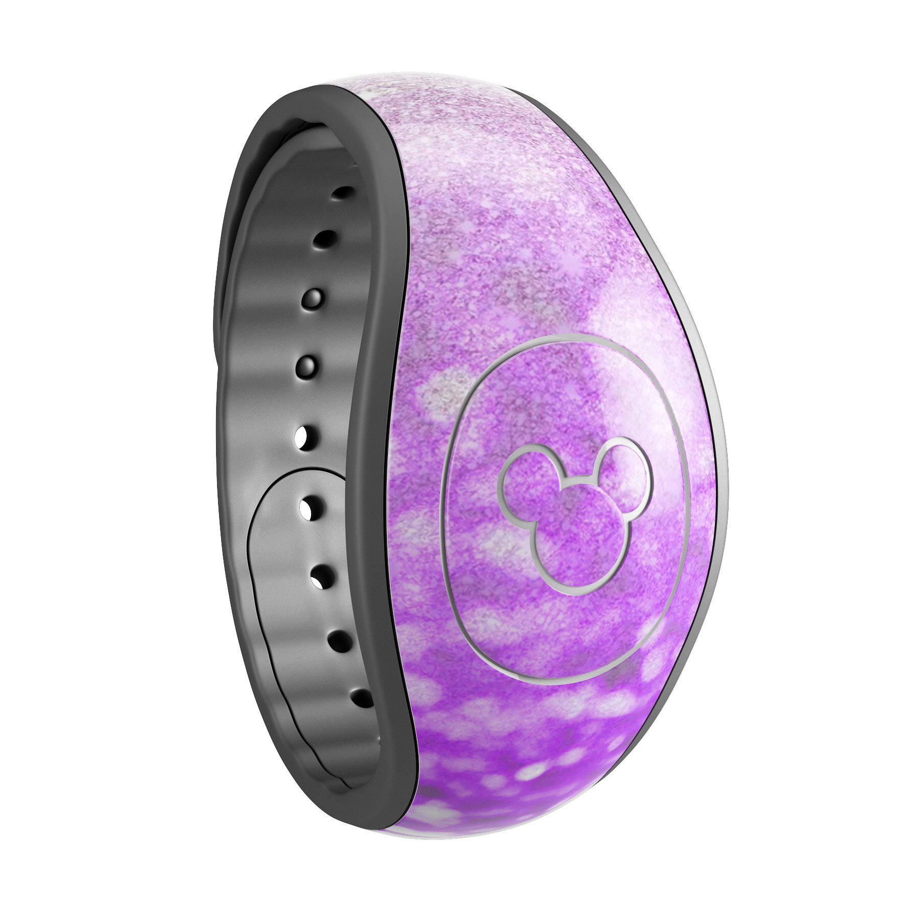 Purple and silver glimmer fade decal skin wrap kit for Disney Magic Band, showcasing a stylish design and high-quality finish.