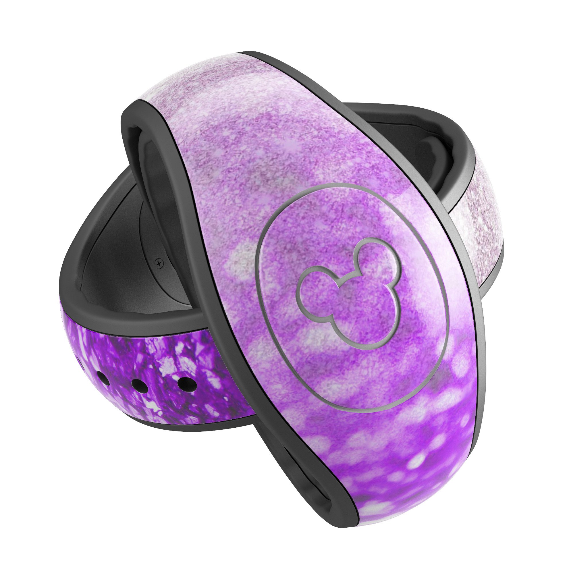 Purple and silver glimmer fade decal skin wrap kit for Disney Magic Band, showcasing a stylish design and high-quality finish.