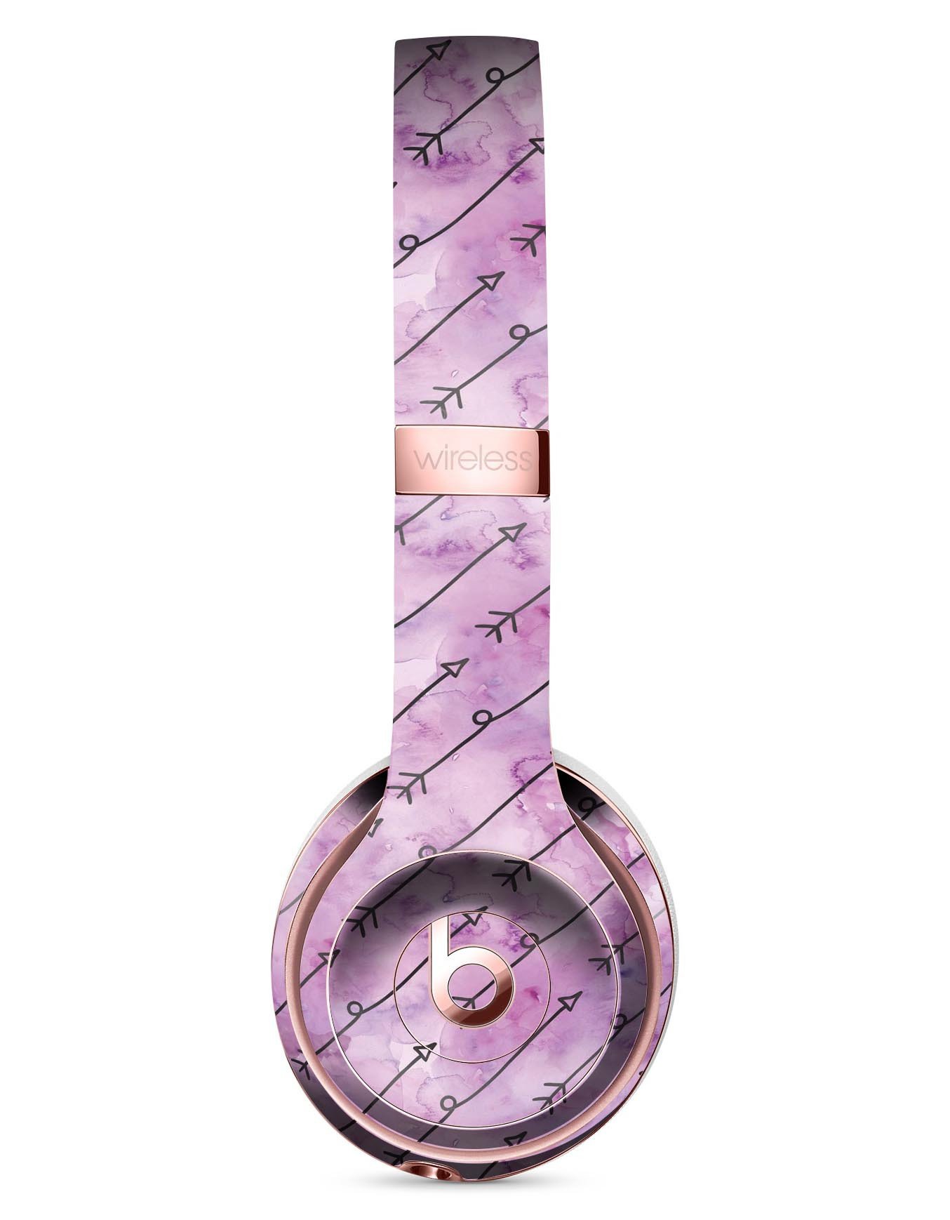 Purple Tribal Arrow Pattern Skin Kit for Beats by Dre Solo 3 Wireless Headphones, showcasing vibrant tribal design and premium vinyl material.