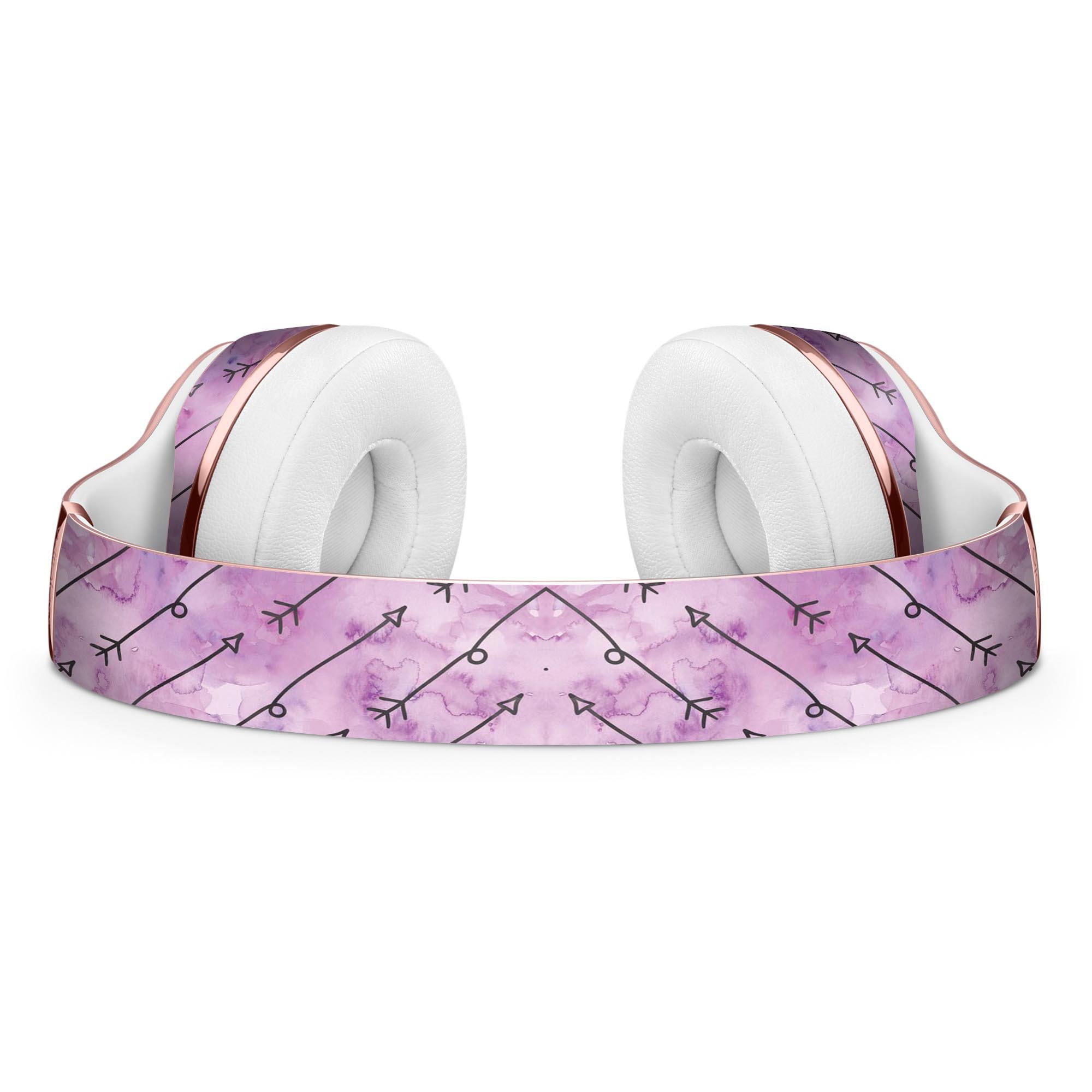 Purple Tribal Arrow Pattern Skin Kit for Beats by Dre Solo 3 Wireless Headphones, showcasing vibrant tribal design and premium vinyl material.